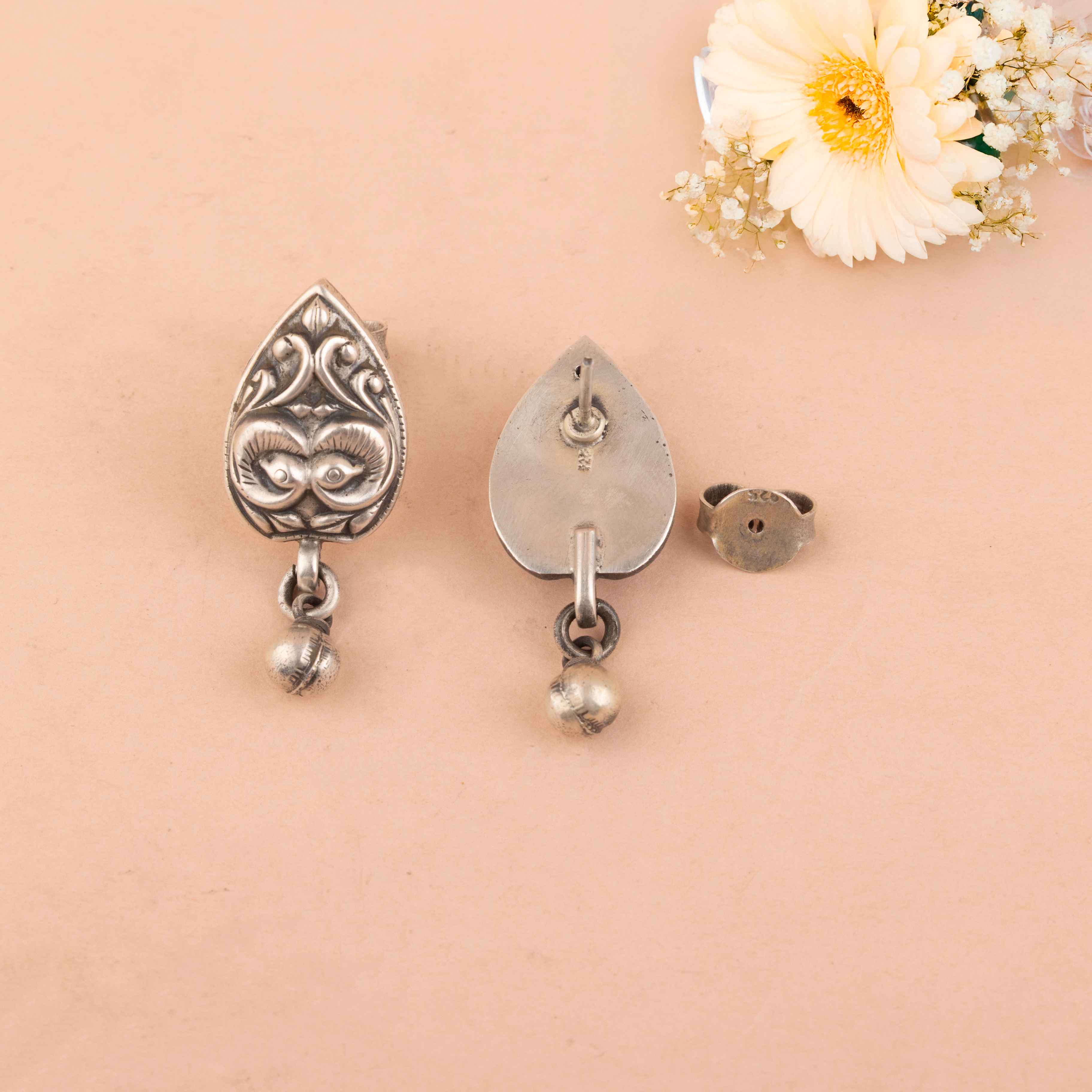 Mizoya Dual Peacock Ball Drop Earring