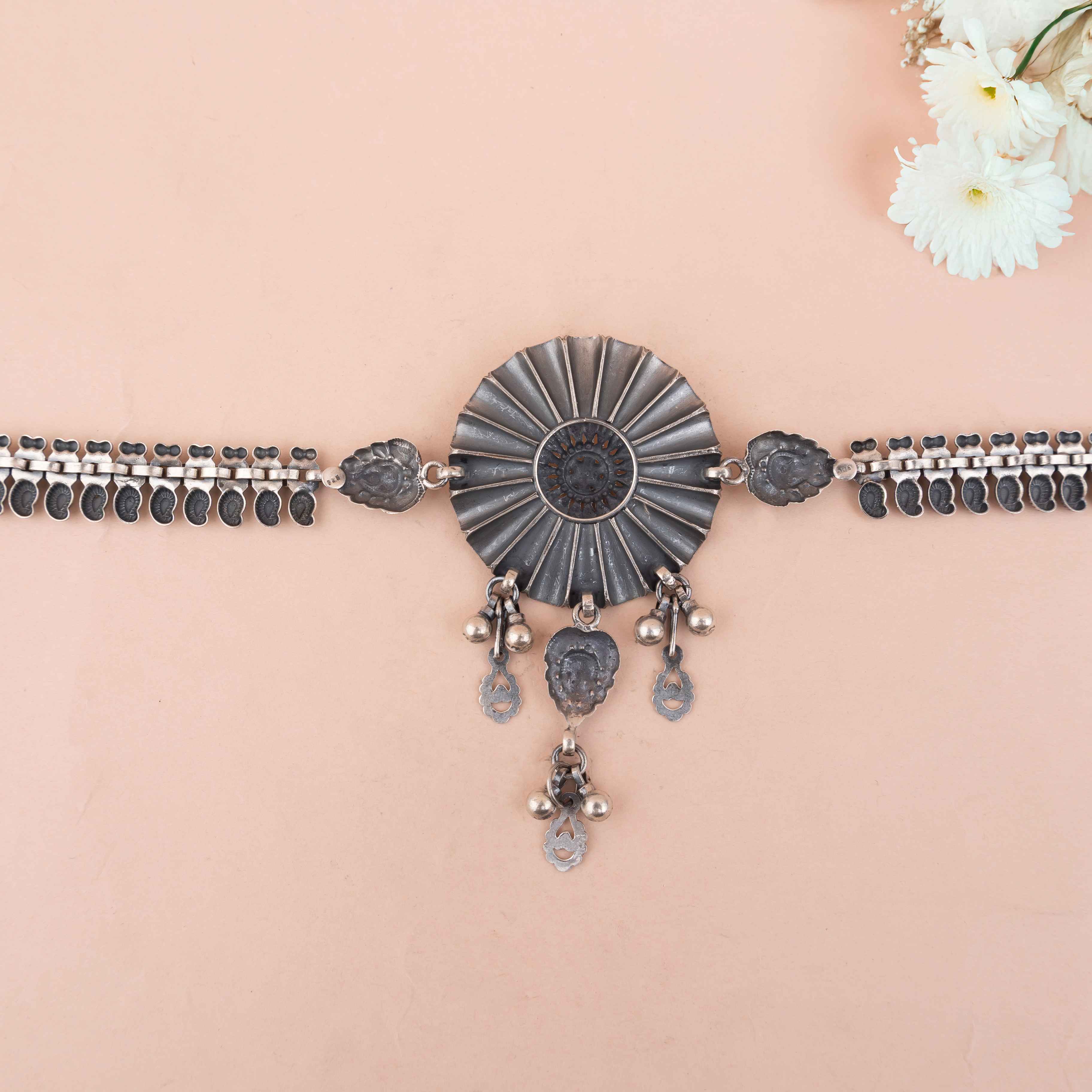 Mizoya Embossed Flower Intricate Crafted Statement Kamarbandh