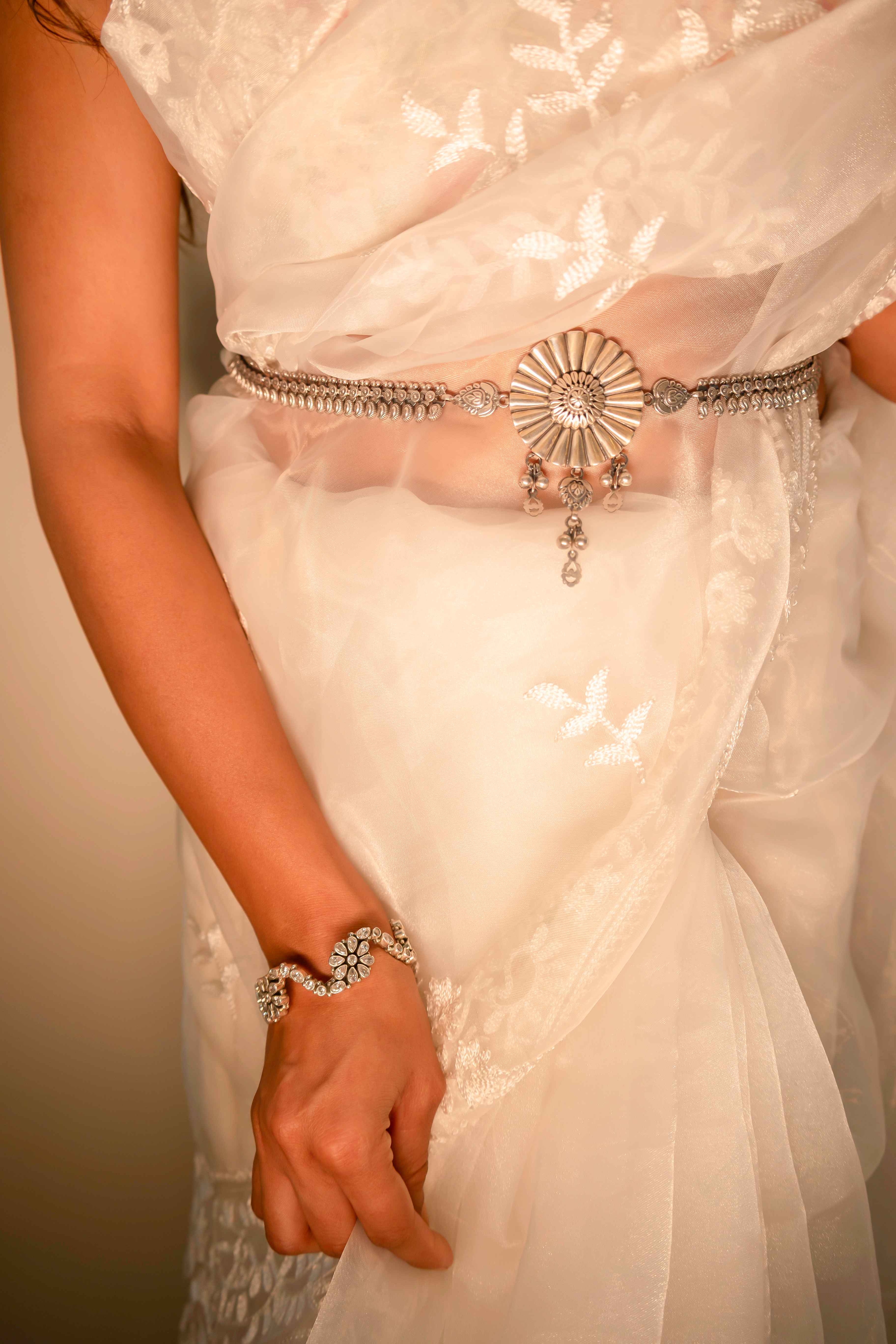 Mizoya Embossed Flower Intricate Crafted Statement Kamarbandh