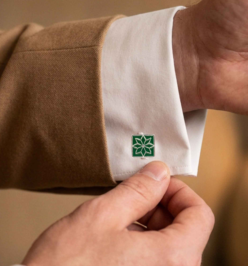 Mizoya Heritage Green Floral Cufflinks