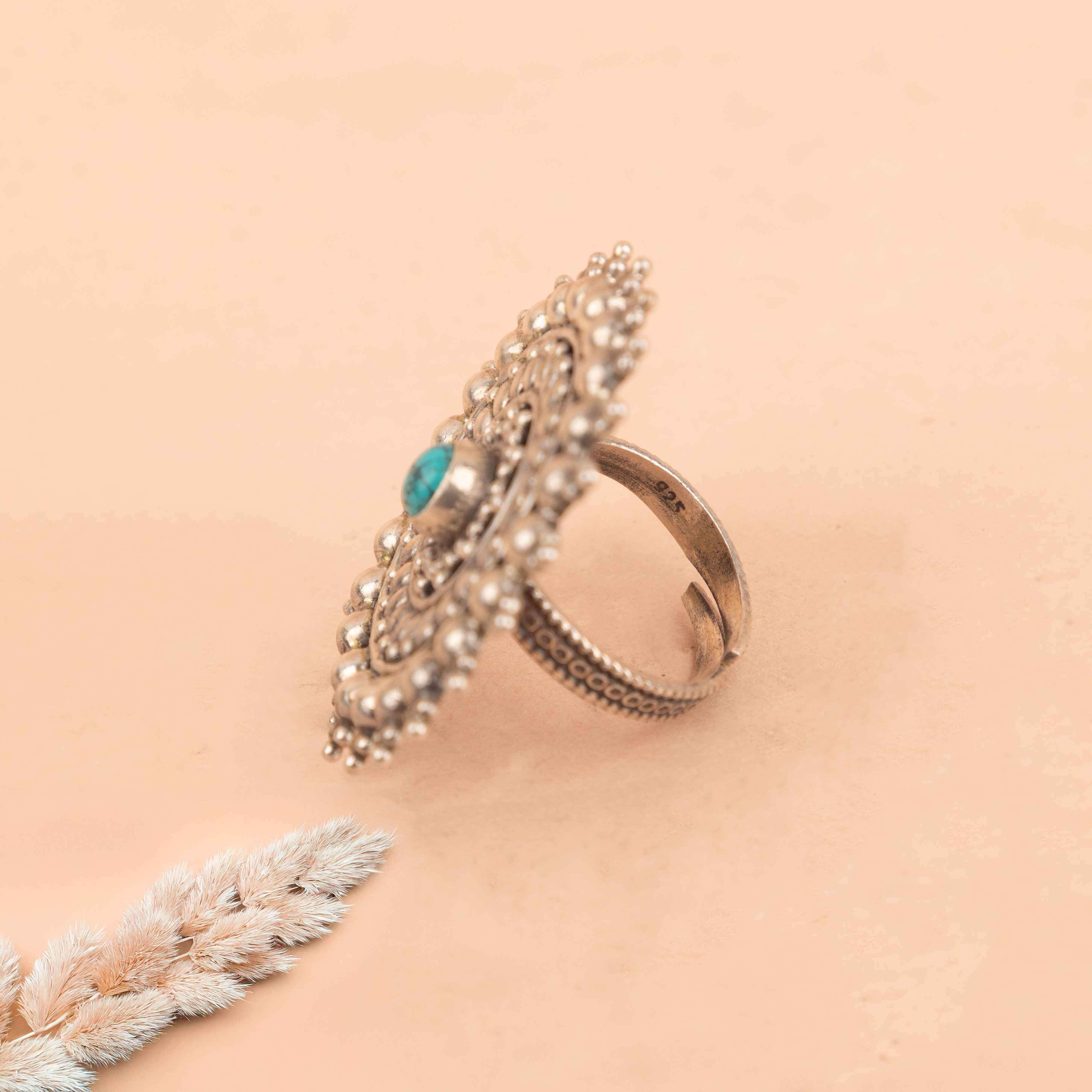 Mizoya Intricate Turquoise Classic Ring