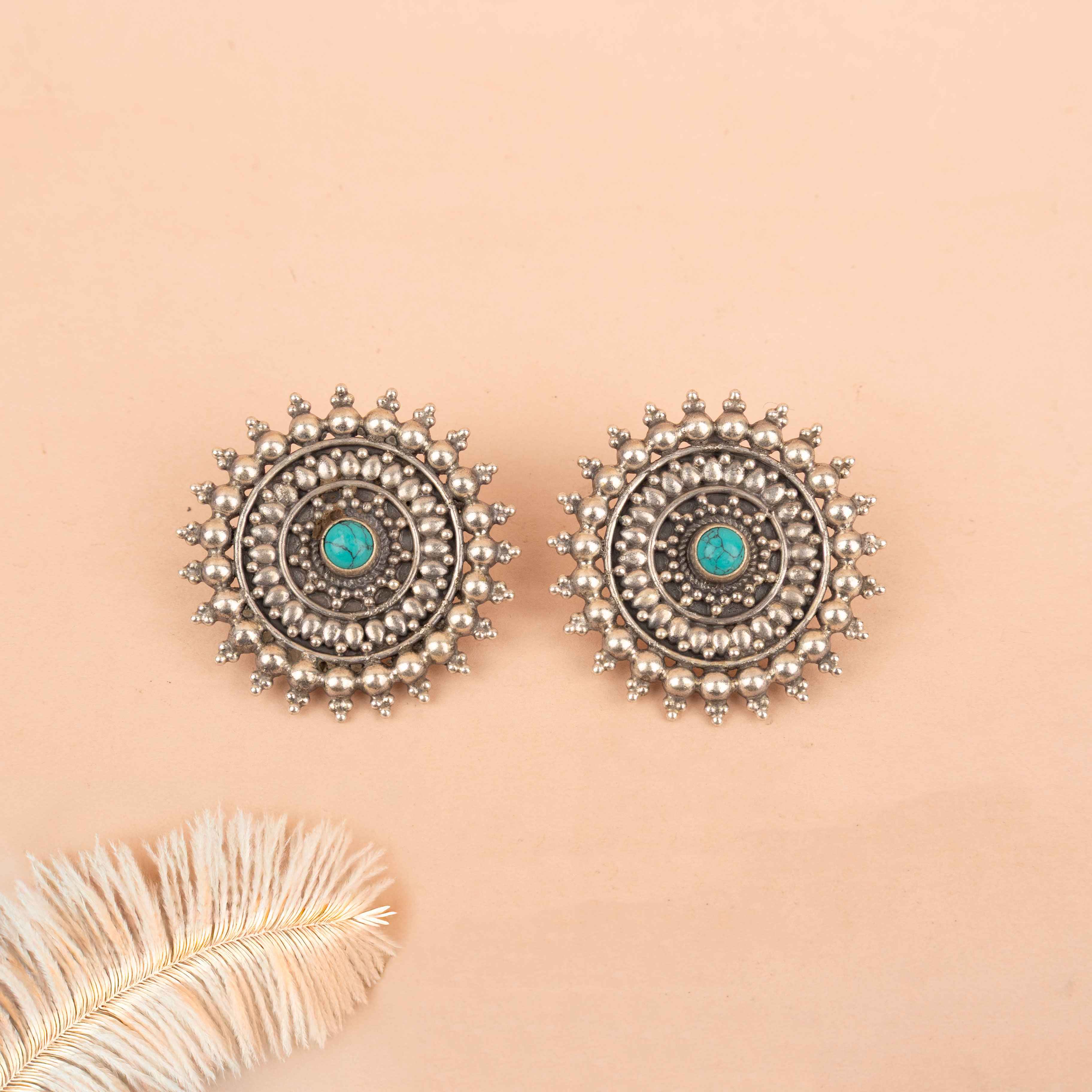 Mizoya Intricate Turquoise Classic Stud Earring