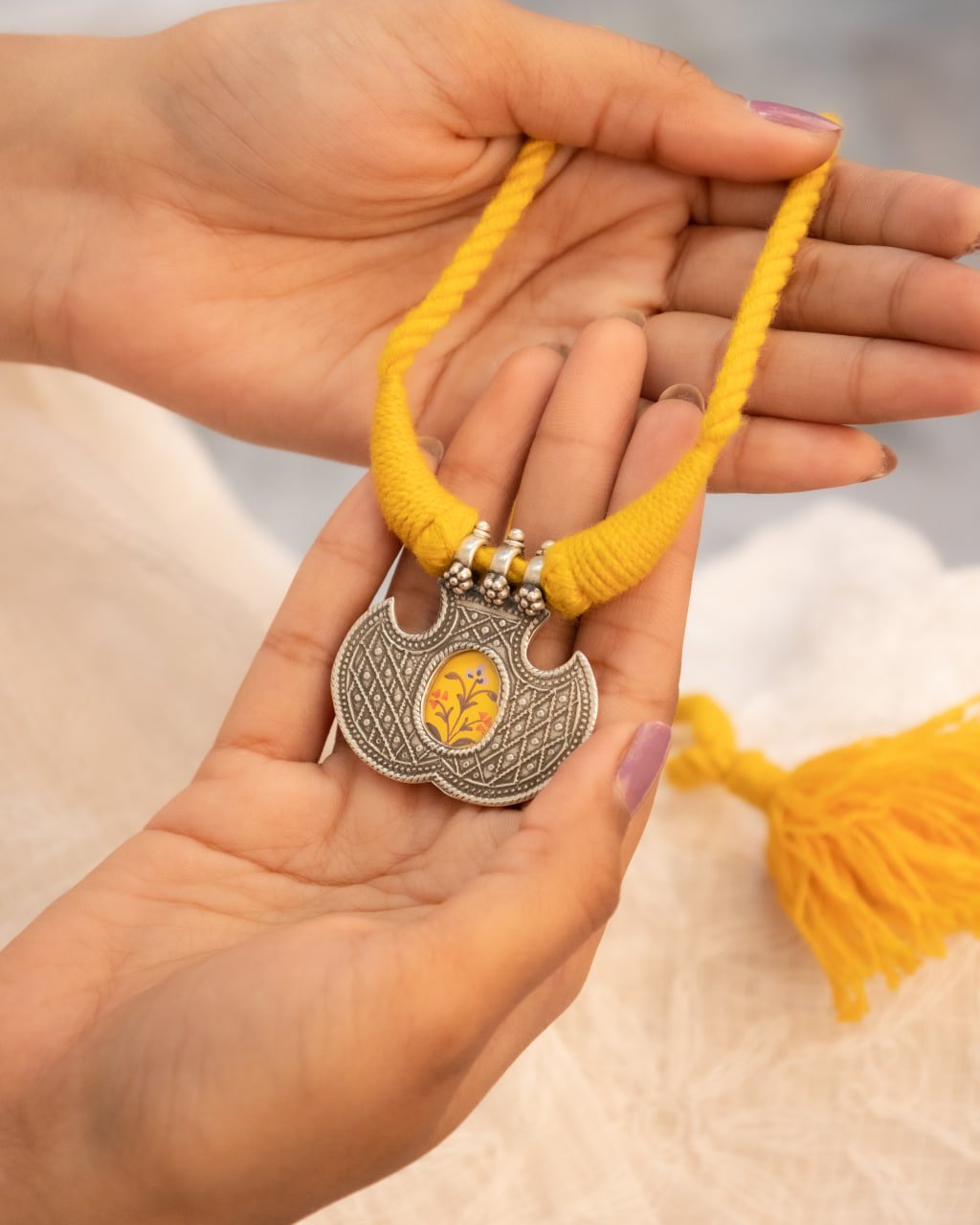 Moh Flora Handpainted Intricate Dori Necklace