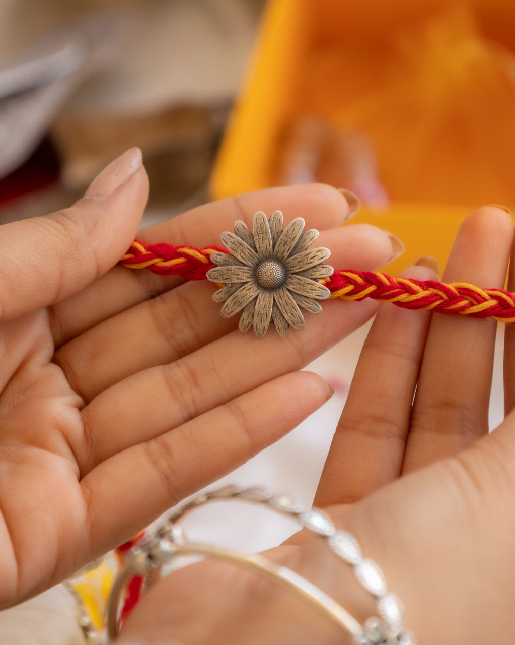 Moh Intricate Sunflower Brooch cum Rakhi