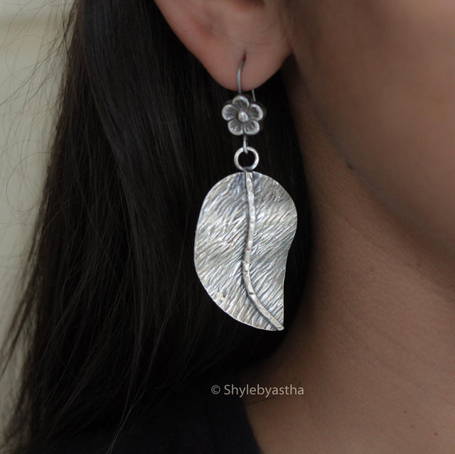 Moh Leaf Fish-Hook Earrings