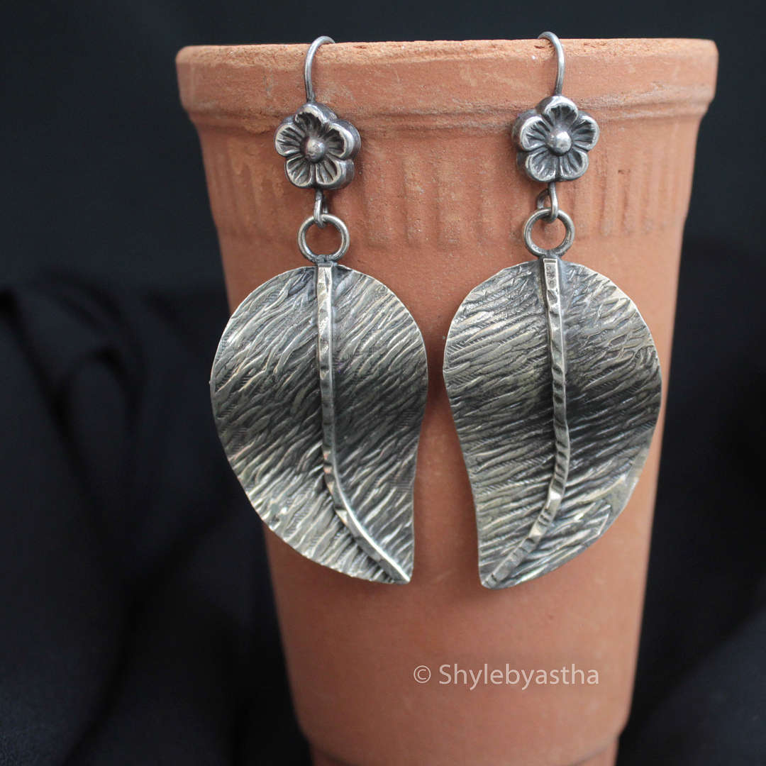 Moh Leaf Fish-Hook Earrings
