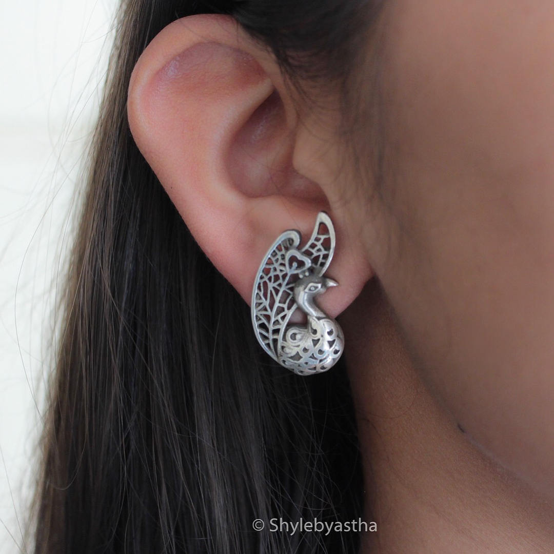 Moh Peacock Carved Studs