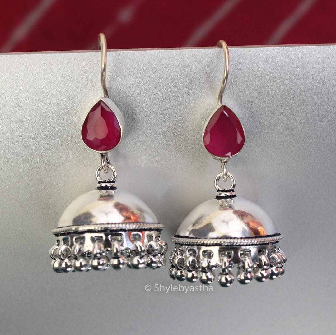 Moh Ruby Fish-Hook Jhumki
