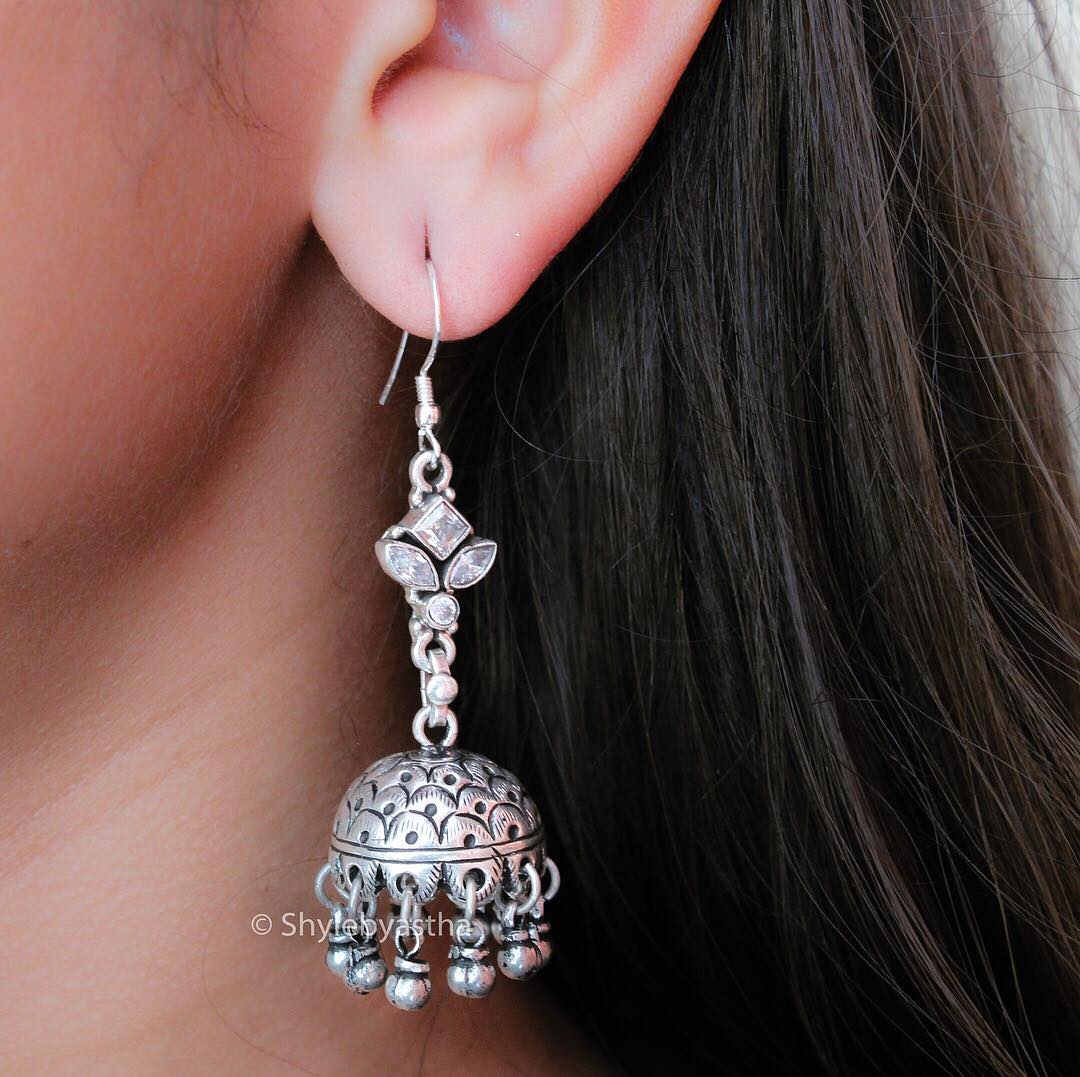 Moh Zircon Fish-Hook Jhumkis