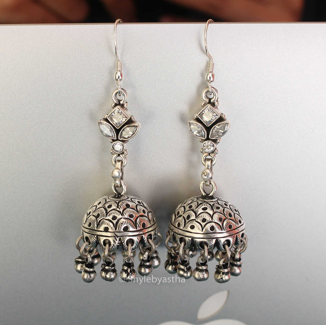 Moh Zircon Fish-Hook Jhumkis