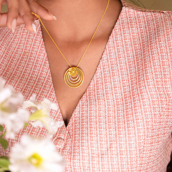 Moh Concentric Flower Embossed Pendant