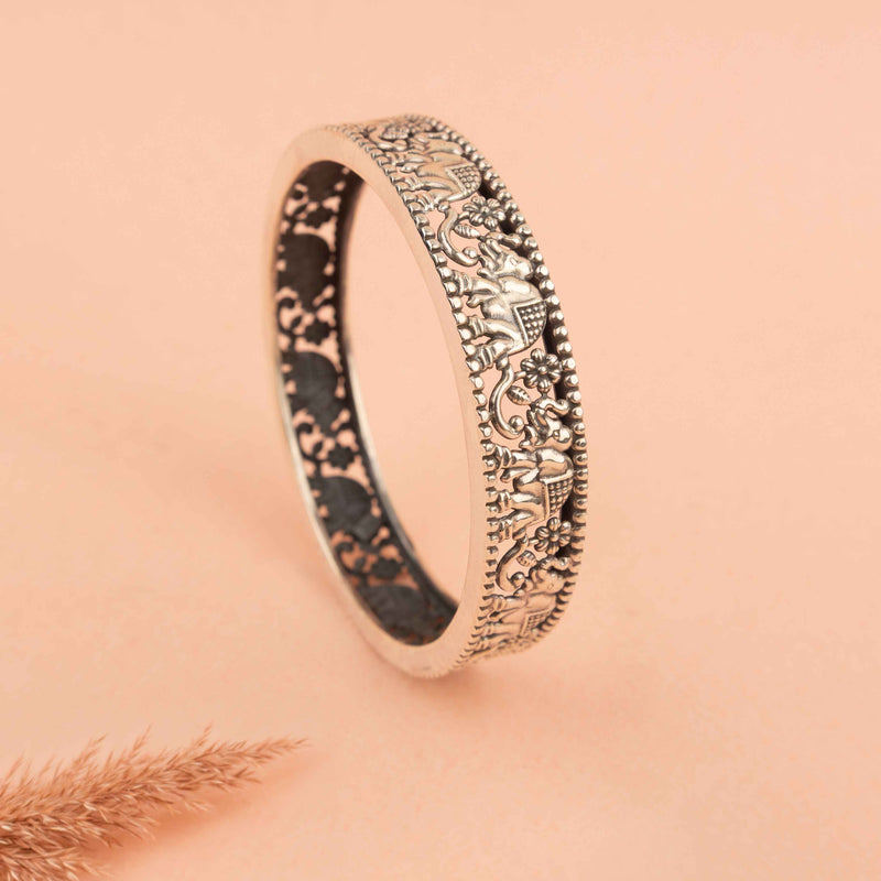 925 silver gaj sawari motif shaahi bangle - alternate view 5