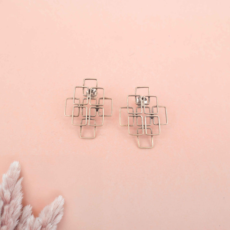 Moh Geometric Sequence Necklace Earring Ring Set