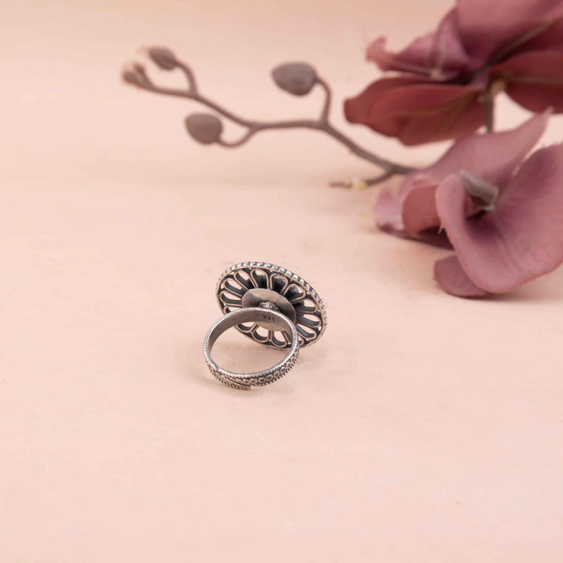 Moh Intricate Petal Carved Embossed Ring