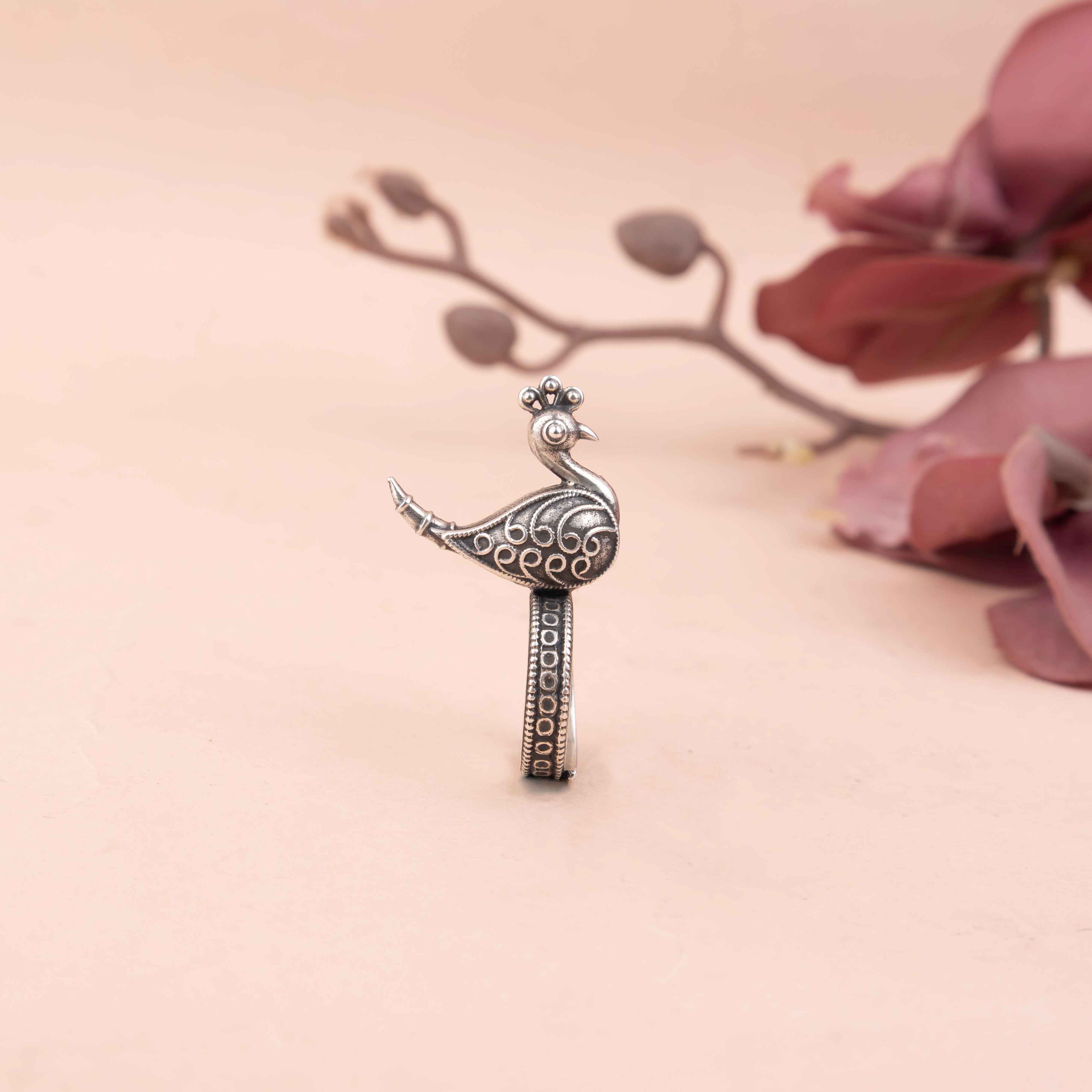 Moh Intricate Statement Peacock Ring