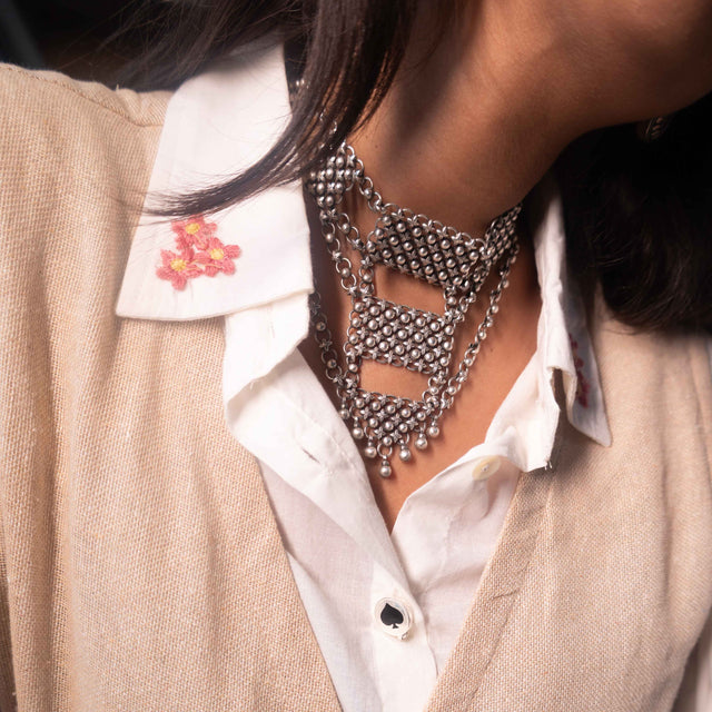 Moh Jali Layered Statement Necklace