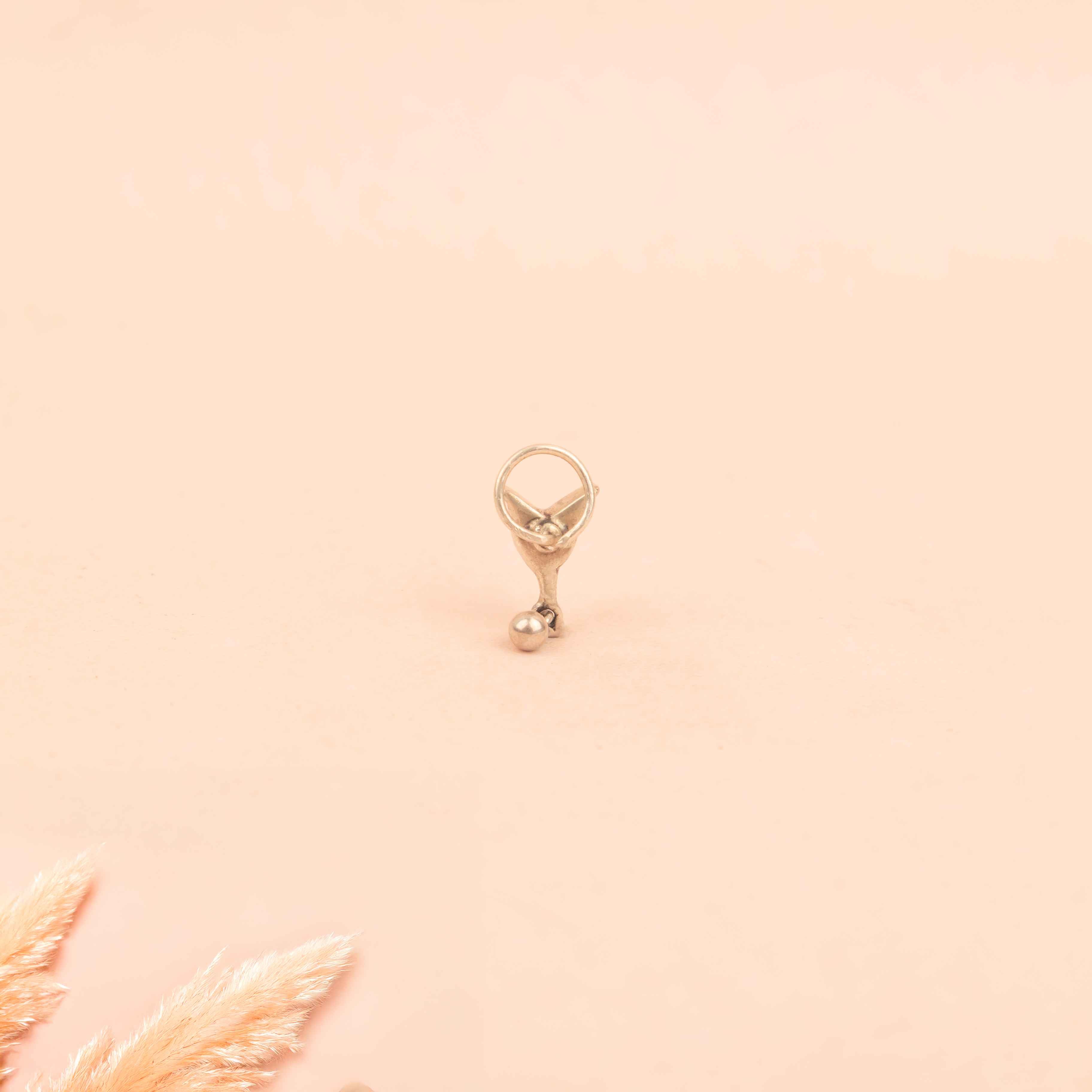 Moh Kundan Lotus Ball Drop Pierced Nose Ring