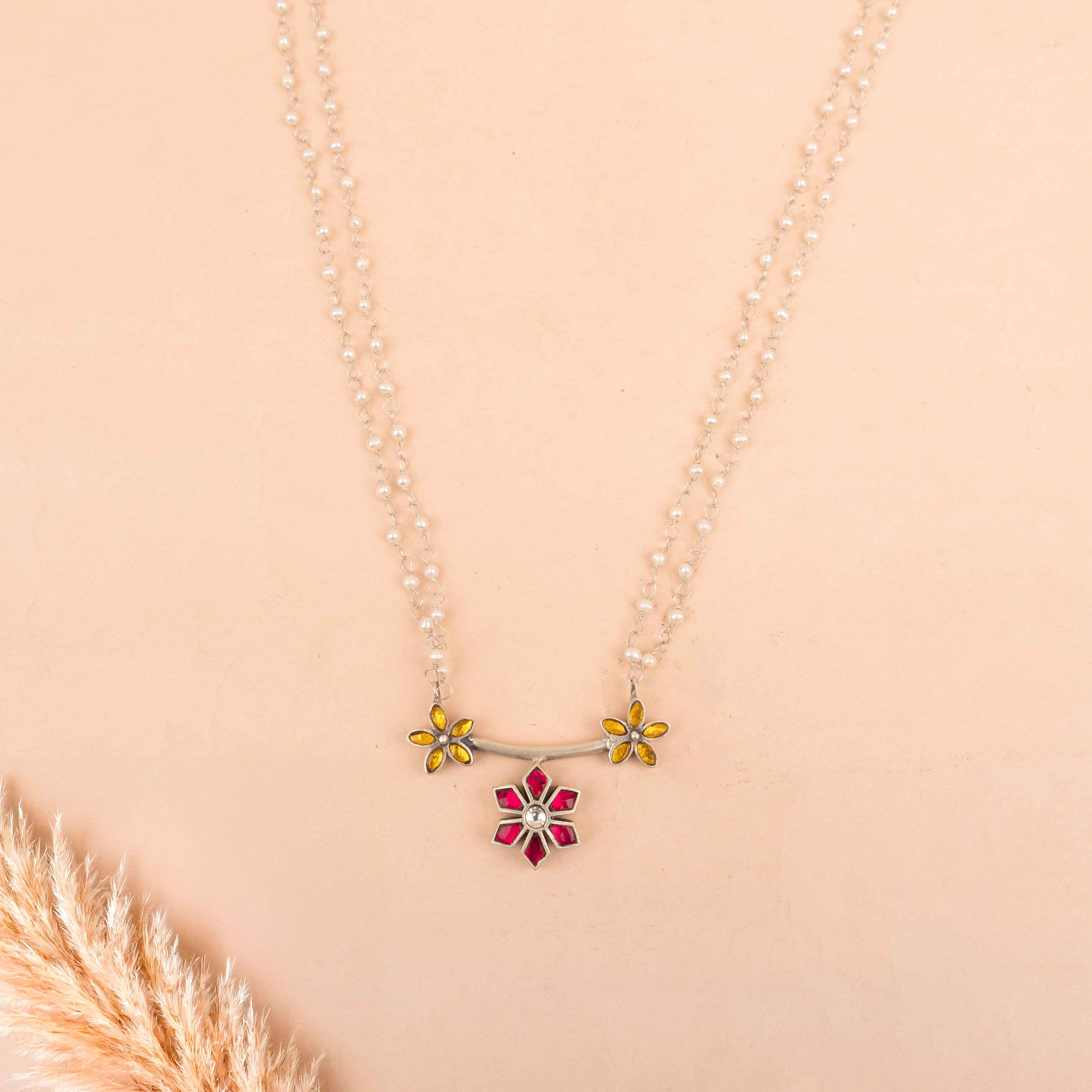 Moh Kundan Phool Pearl Necklace