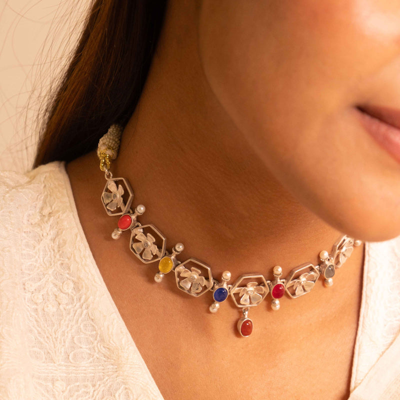 Moh Navratan Floral Necklace
