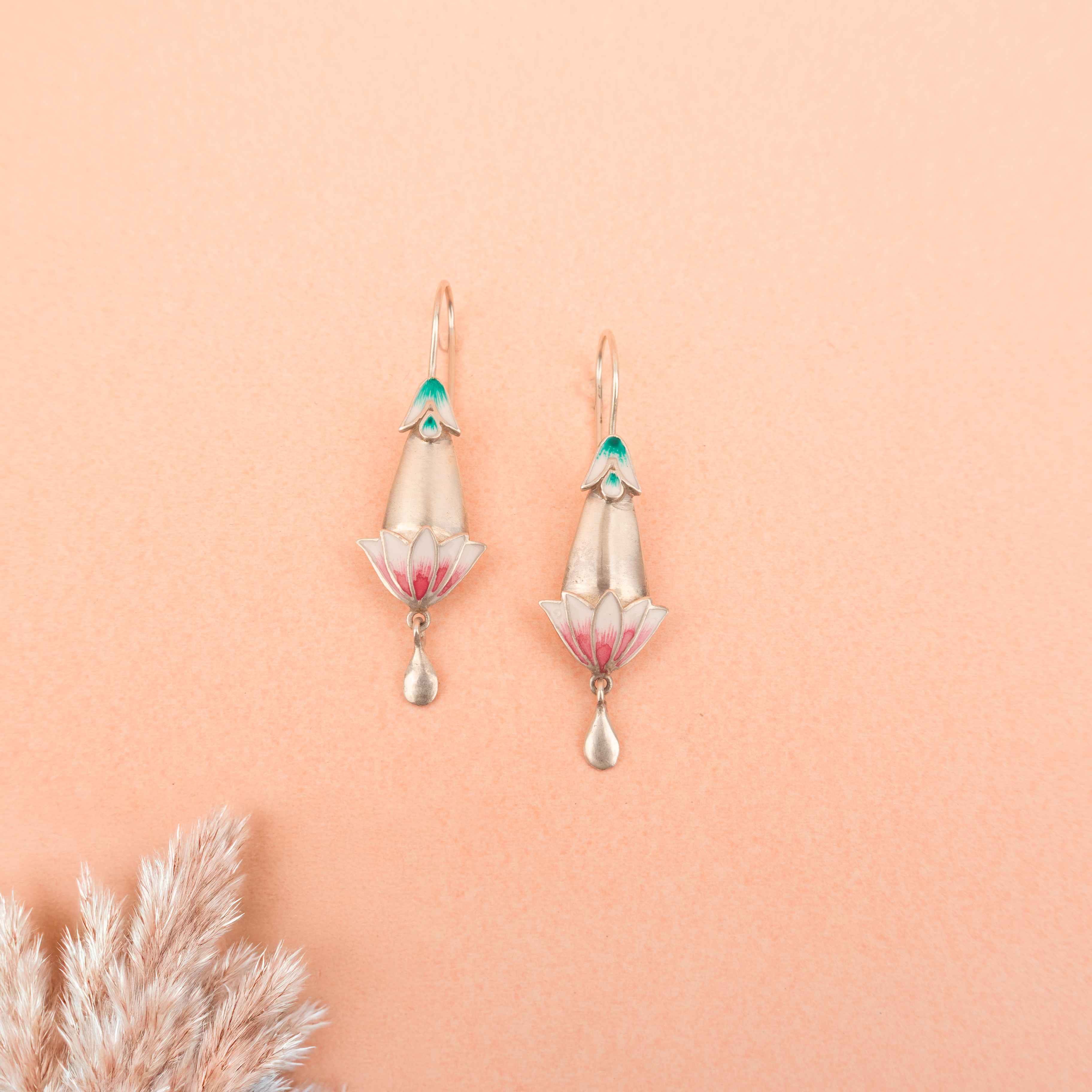 Moh Neerja Enamel Fish Hook Earrings