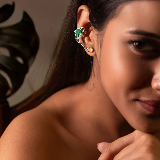 Moh Parrot Kundan Earcuff