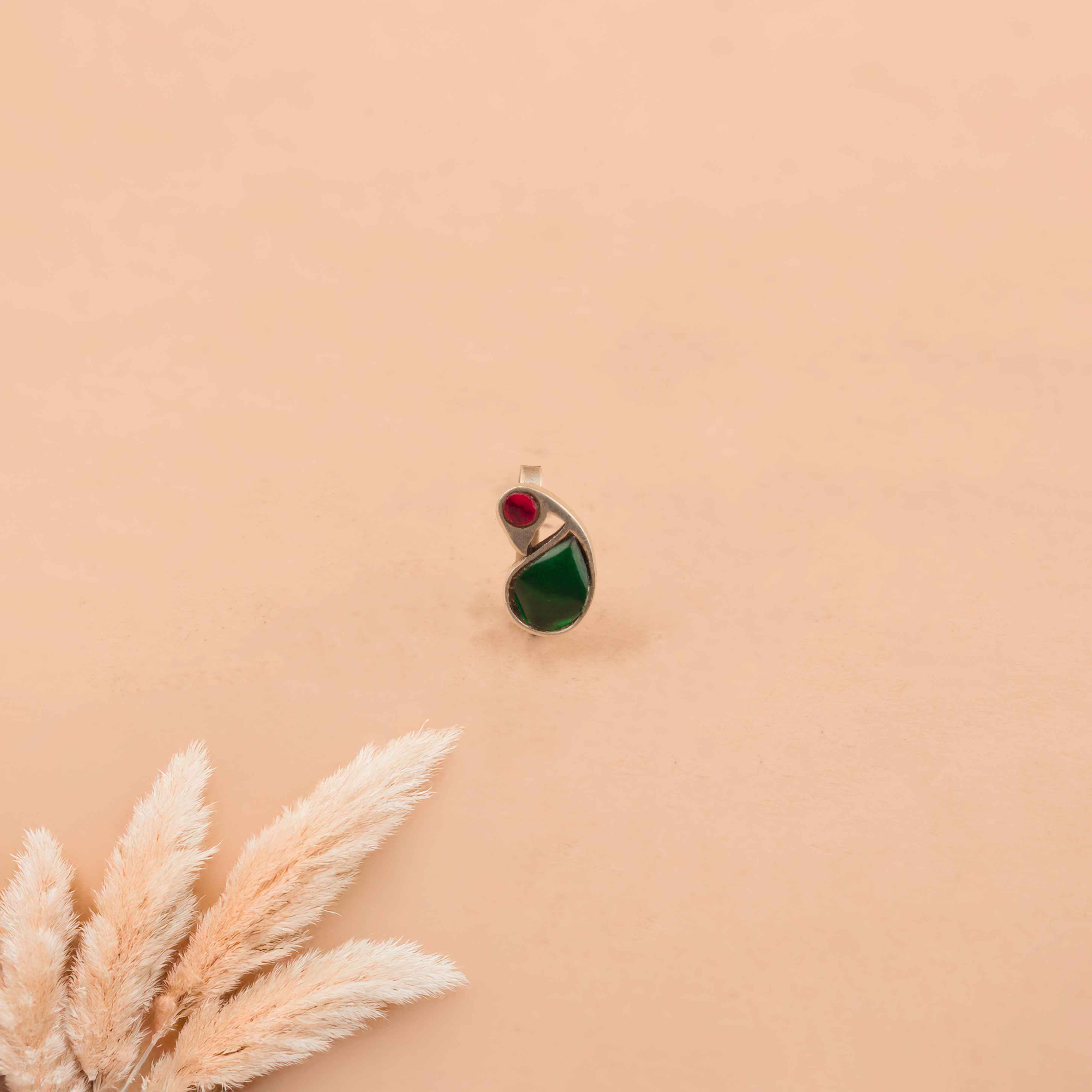 Moh Peacock Kundan Non Pierced Nose Clip on