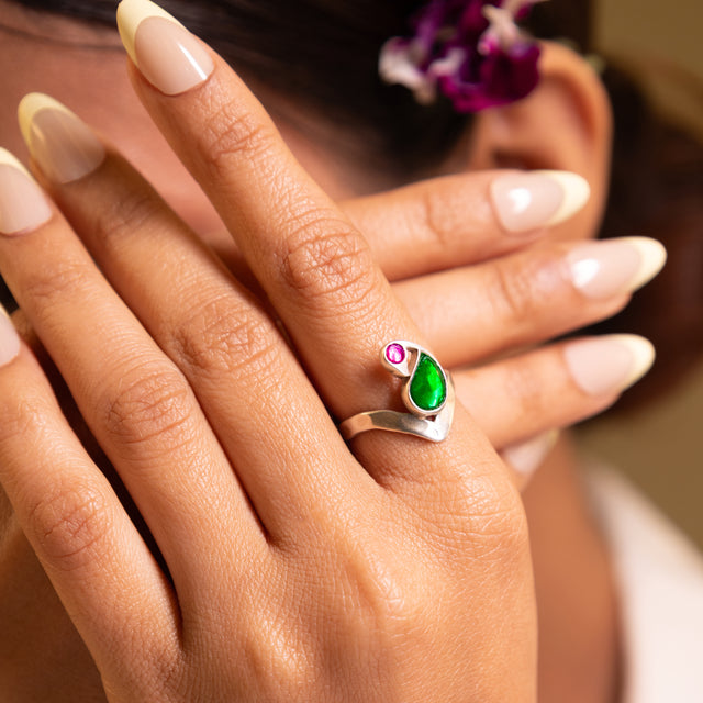Moh Peacock Kundan Shaahi Ring