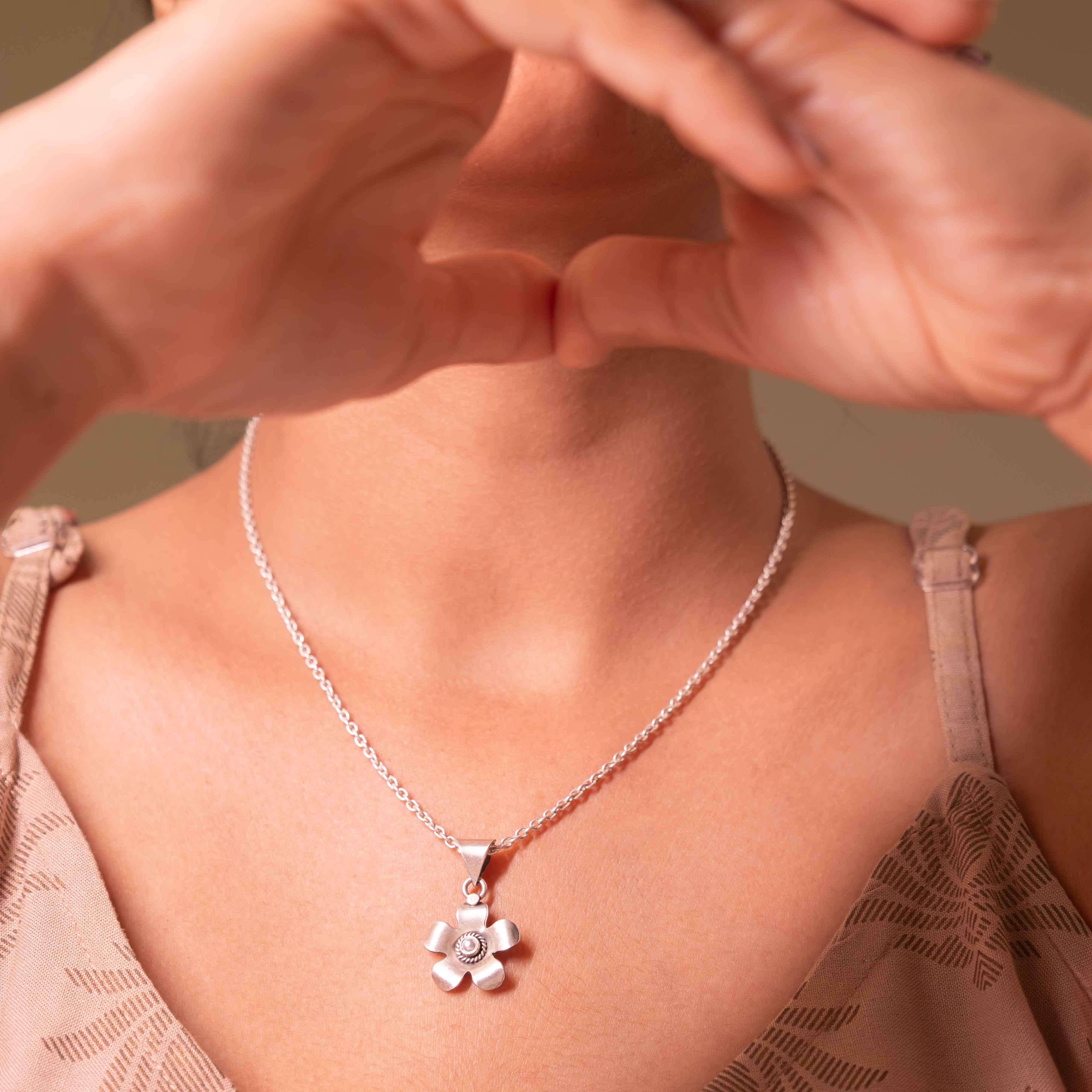 Moh Pearl Studded Flower Pendant