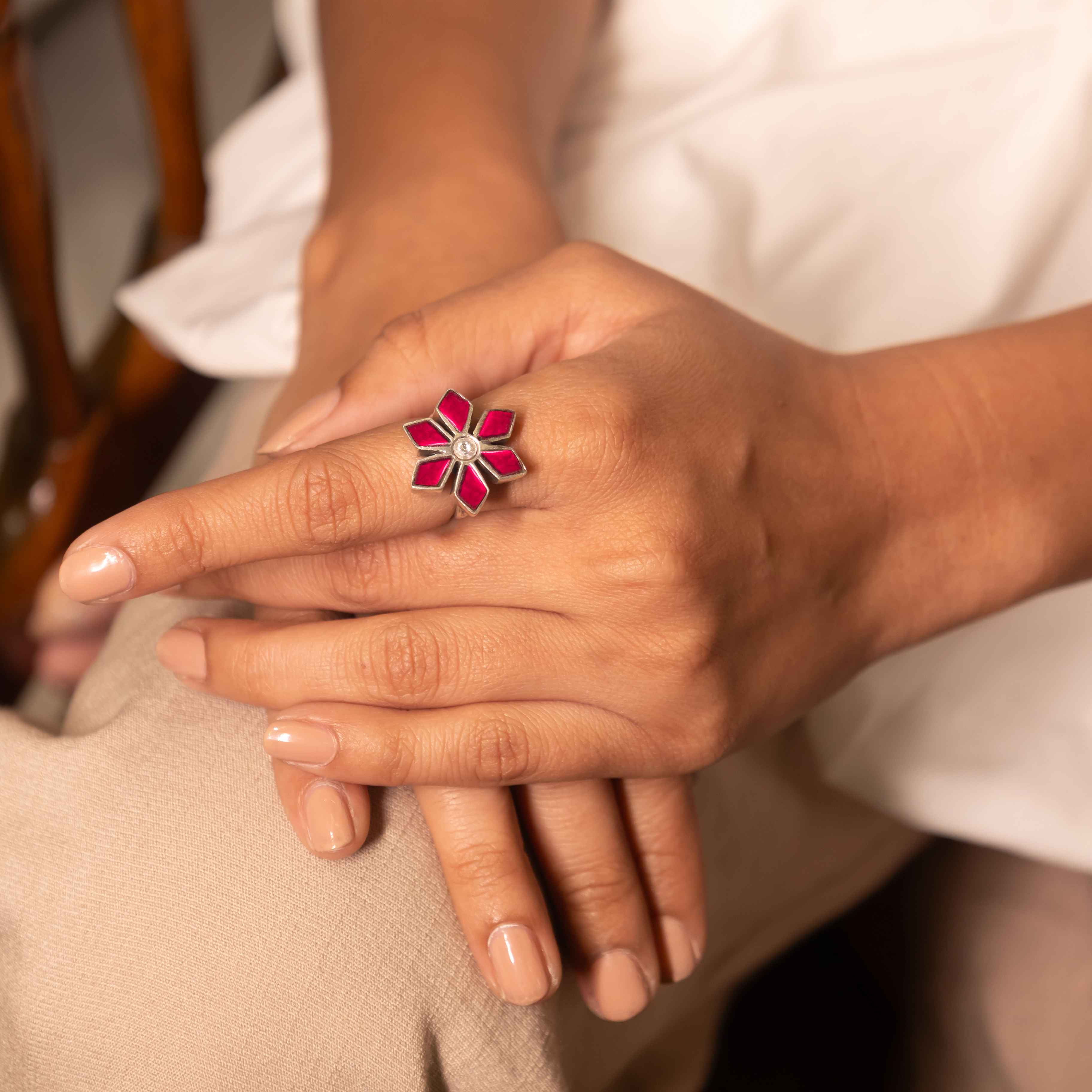 Moh Raani Kundan Phool Ring