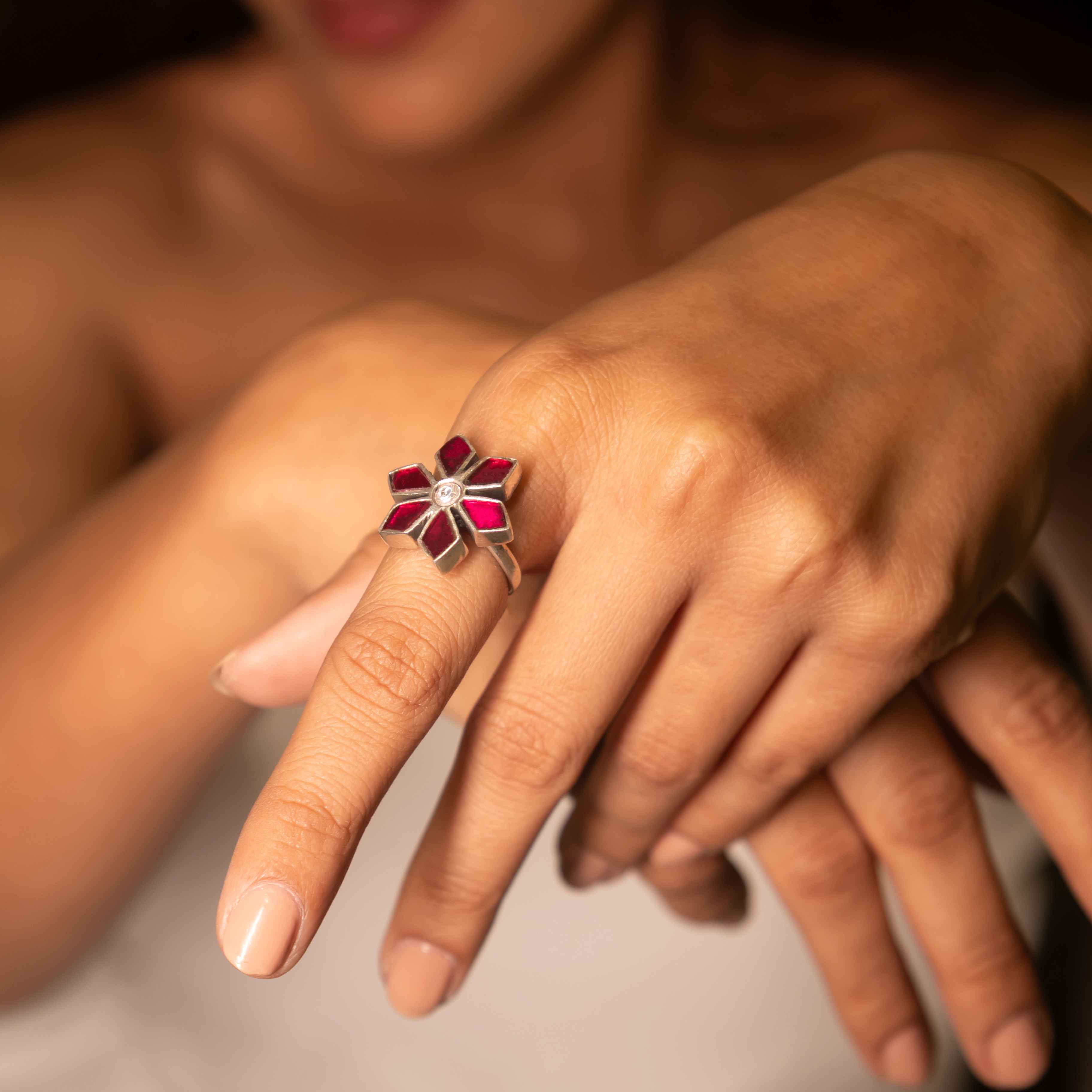 Moh Raani Kundan Phool Ring