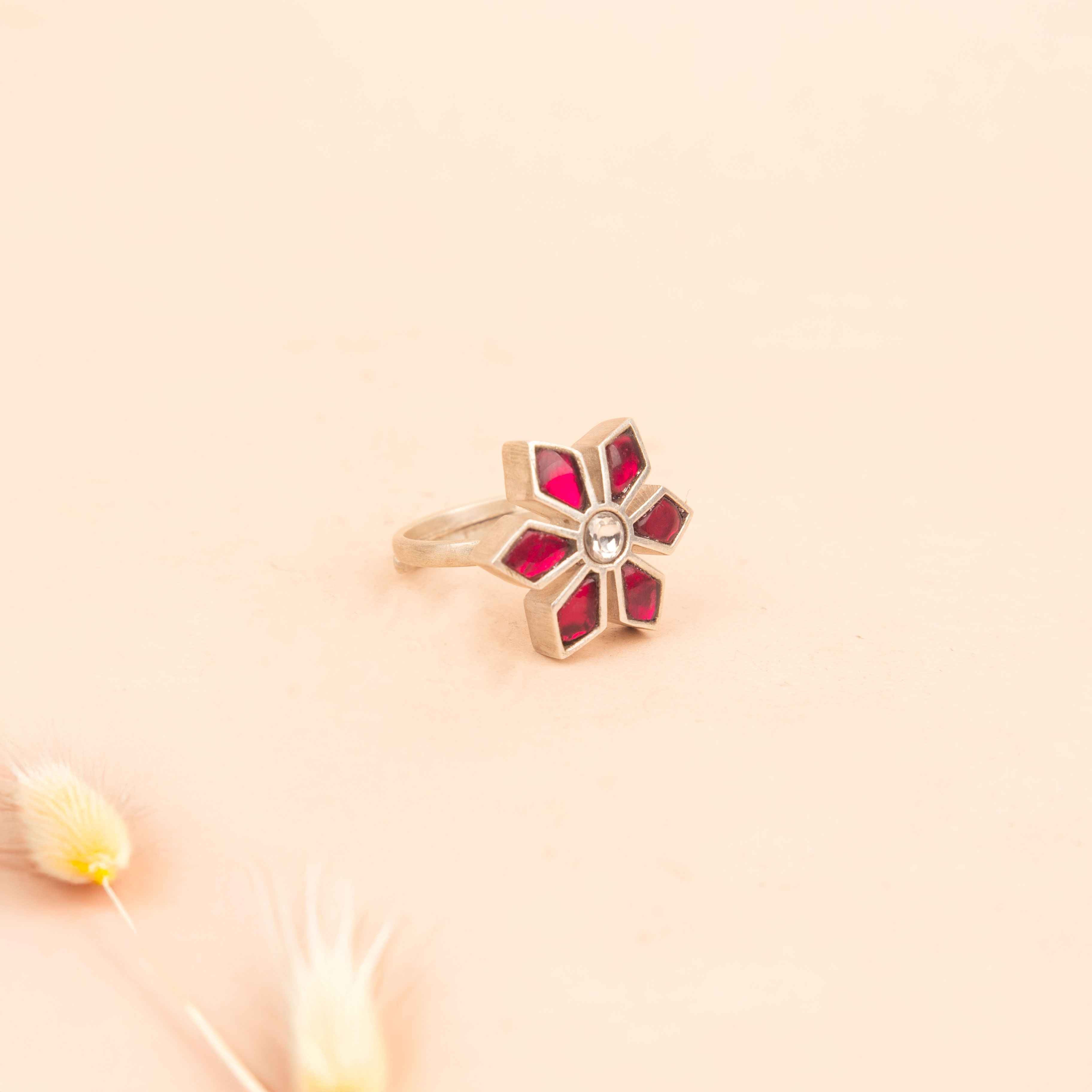 Moh Kundan Phool Pearl Necklace Earring Ring Set