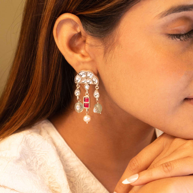Moh Rajwada Kundan Dangling Earring