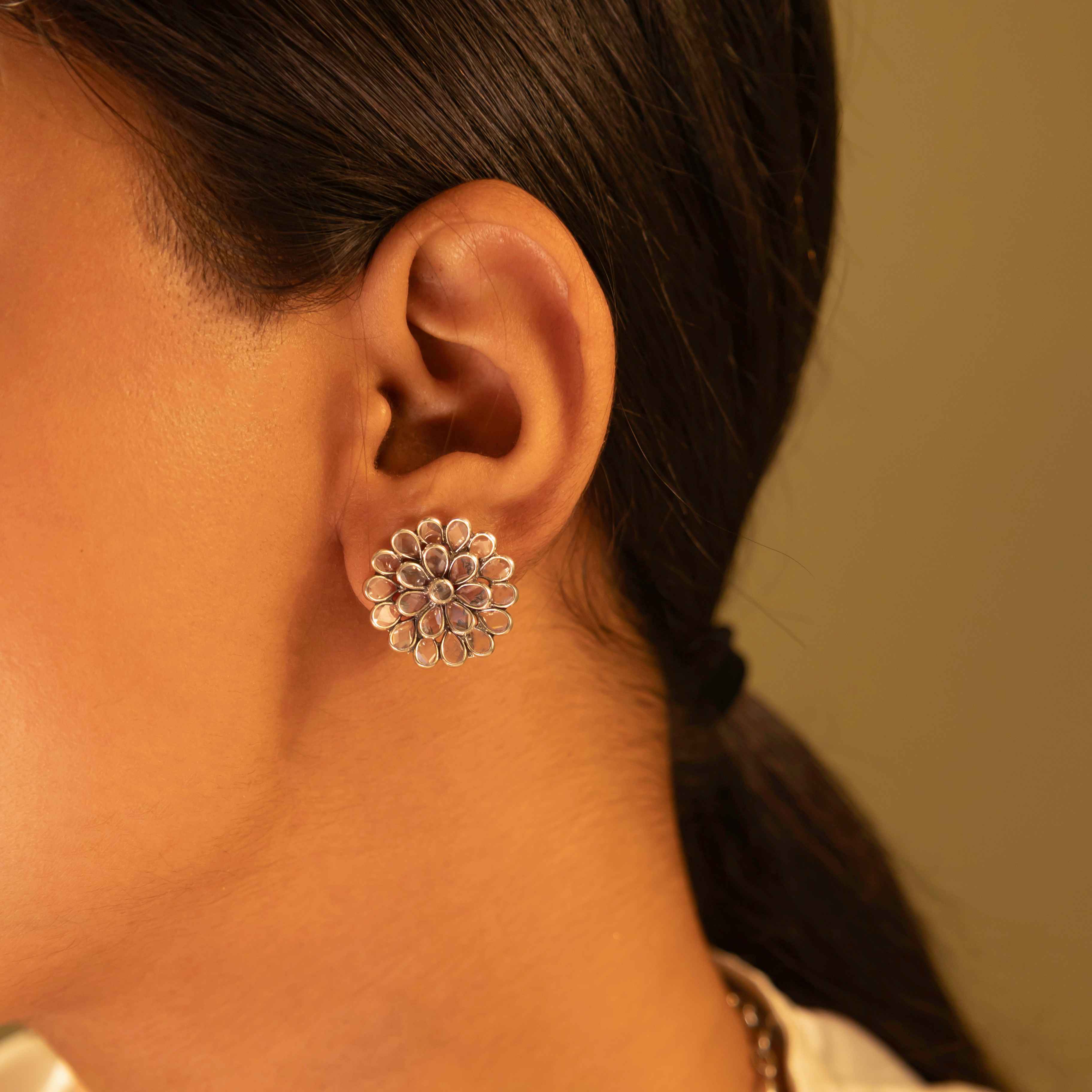 Moh Scintillating Flower Stud Earrings