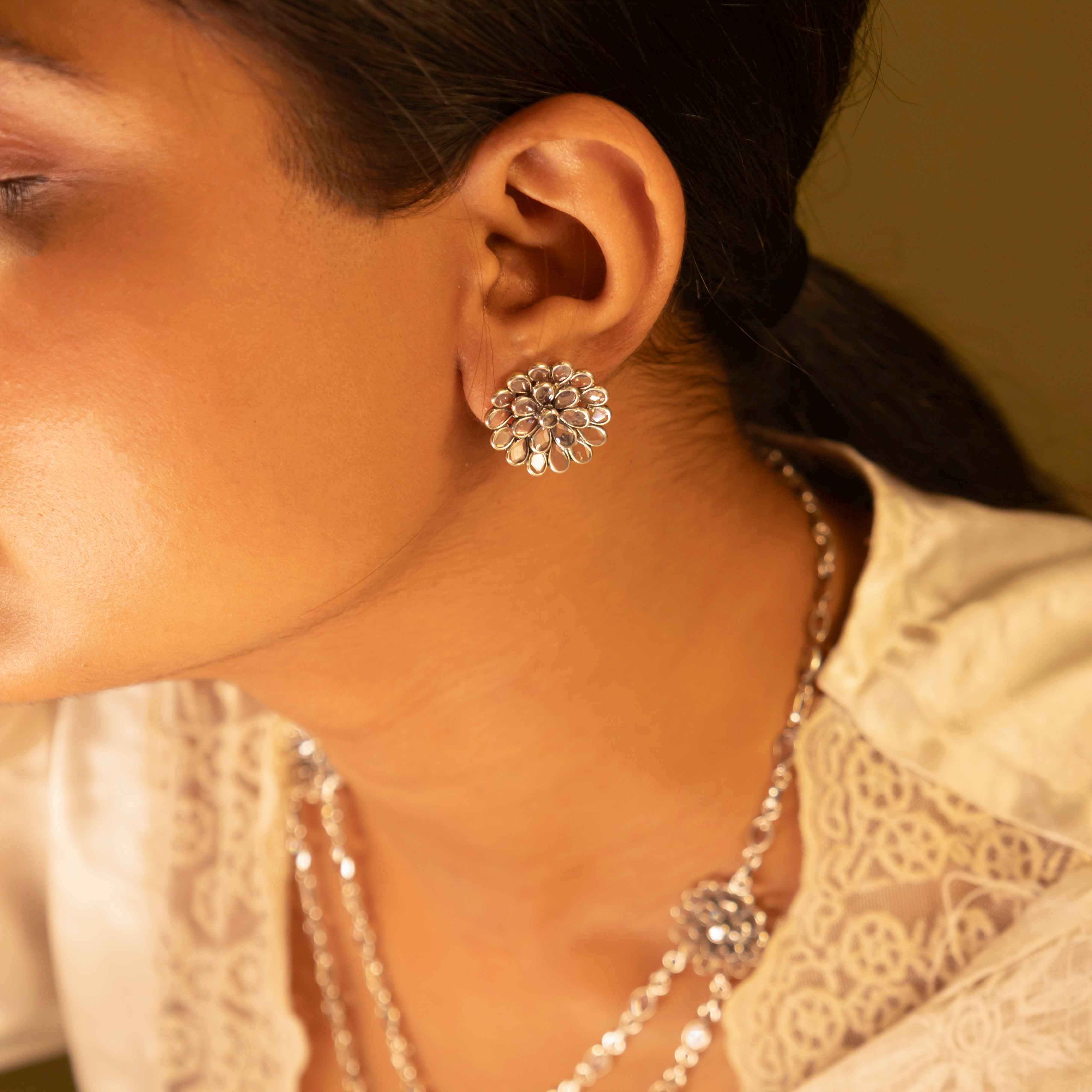 Moh Scintillating Flower Stud Earrings