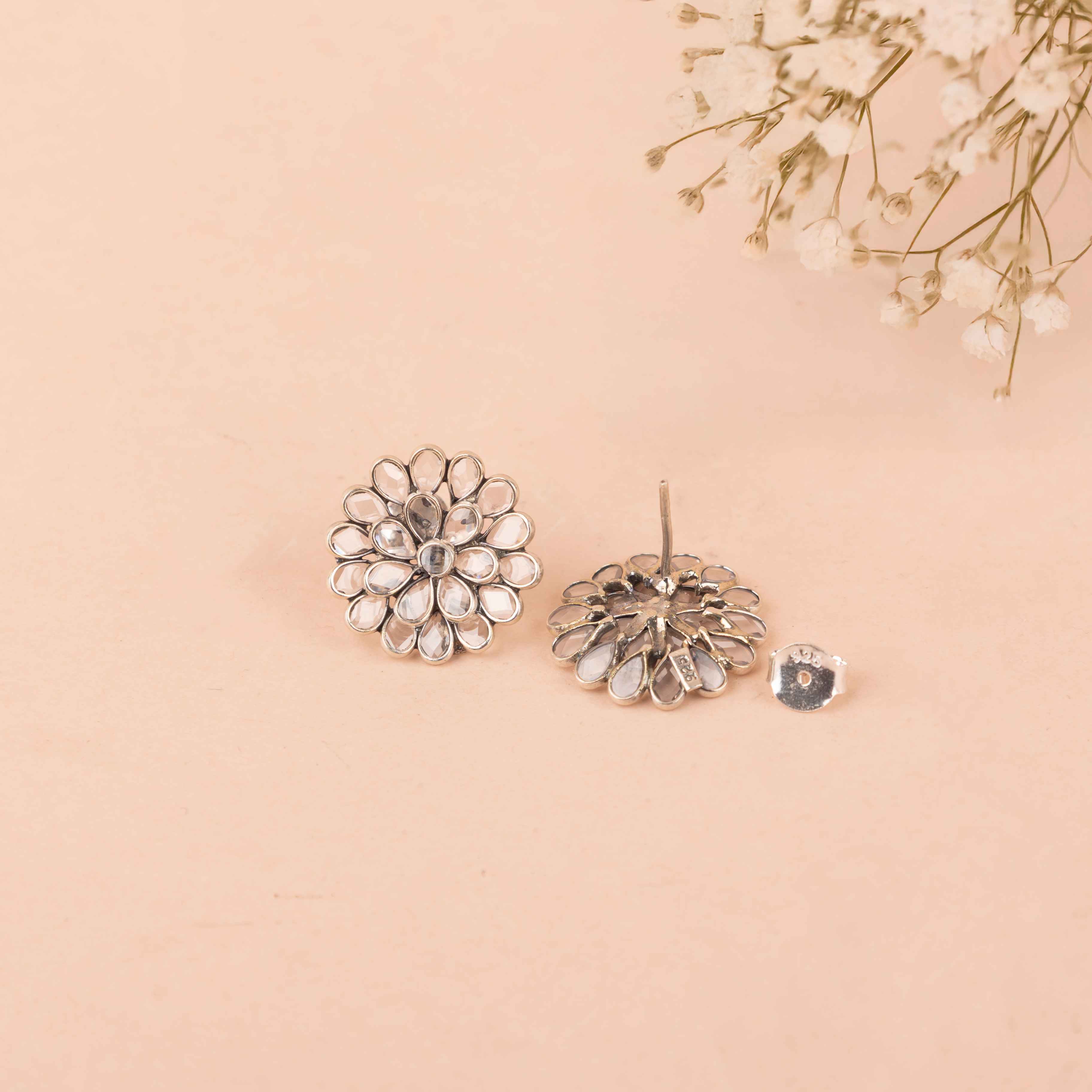 Moh Scintillating Flower Stud Earrings