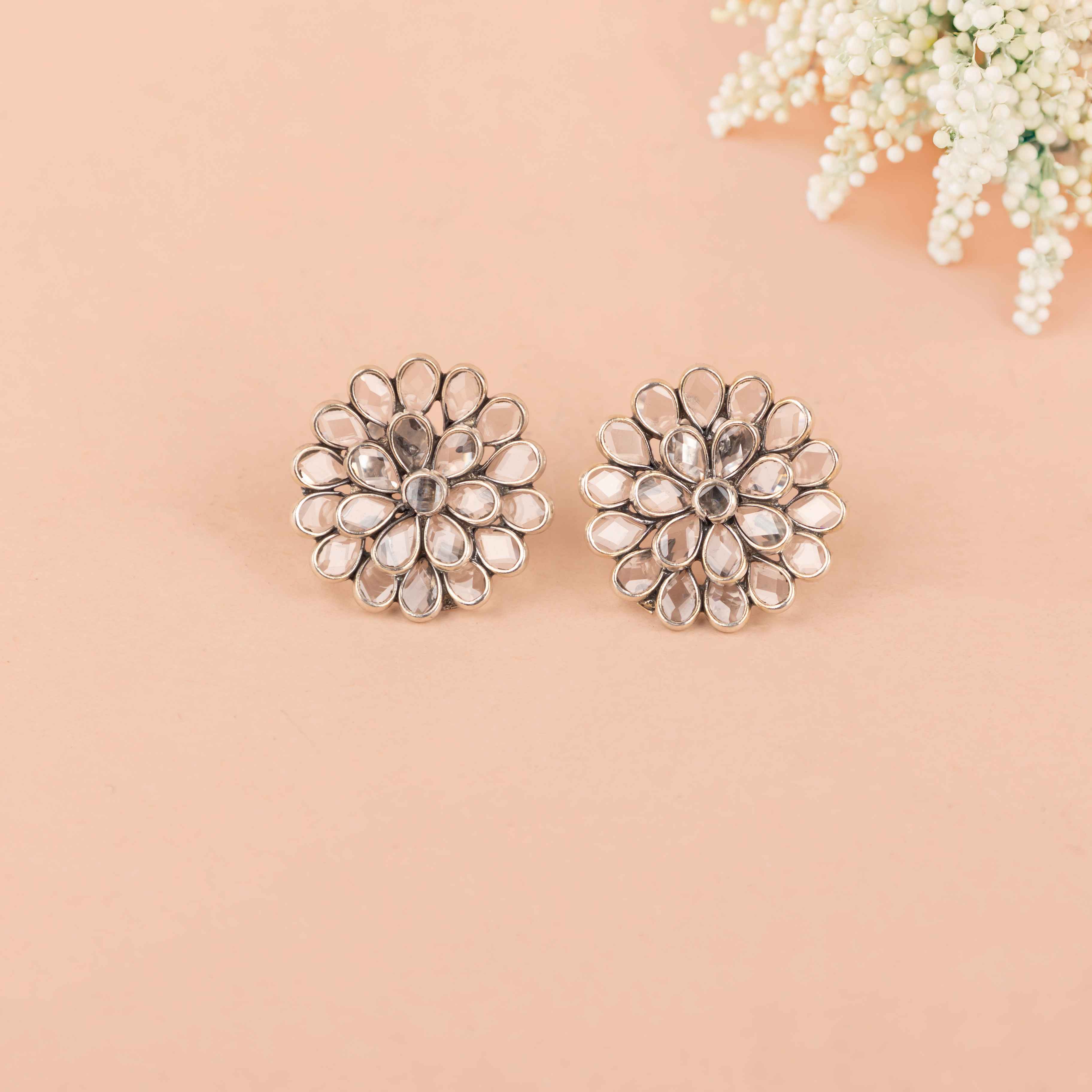 Moh Scintillating Flower Stud Earrings