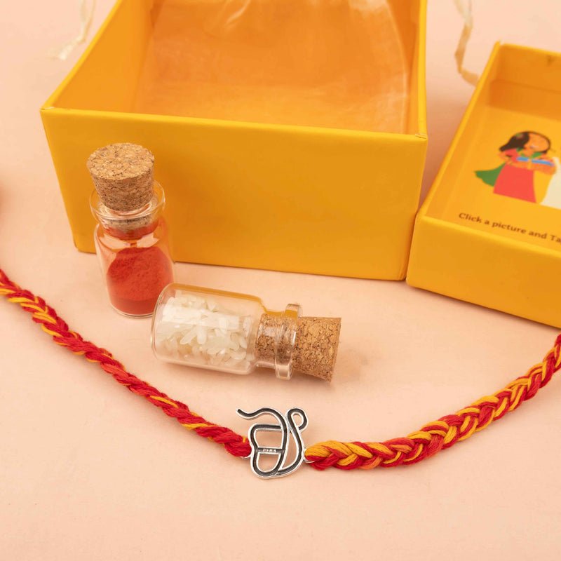 925 pure silver Ik Onkar sacred rakhi, reverse view