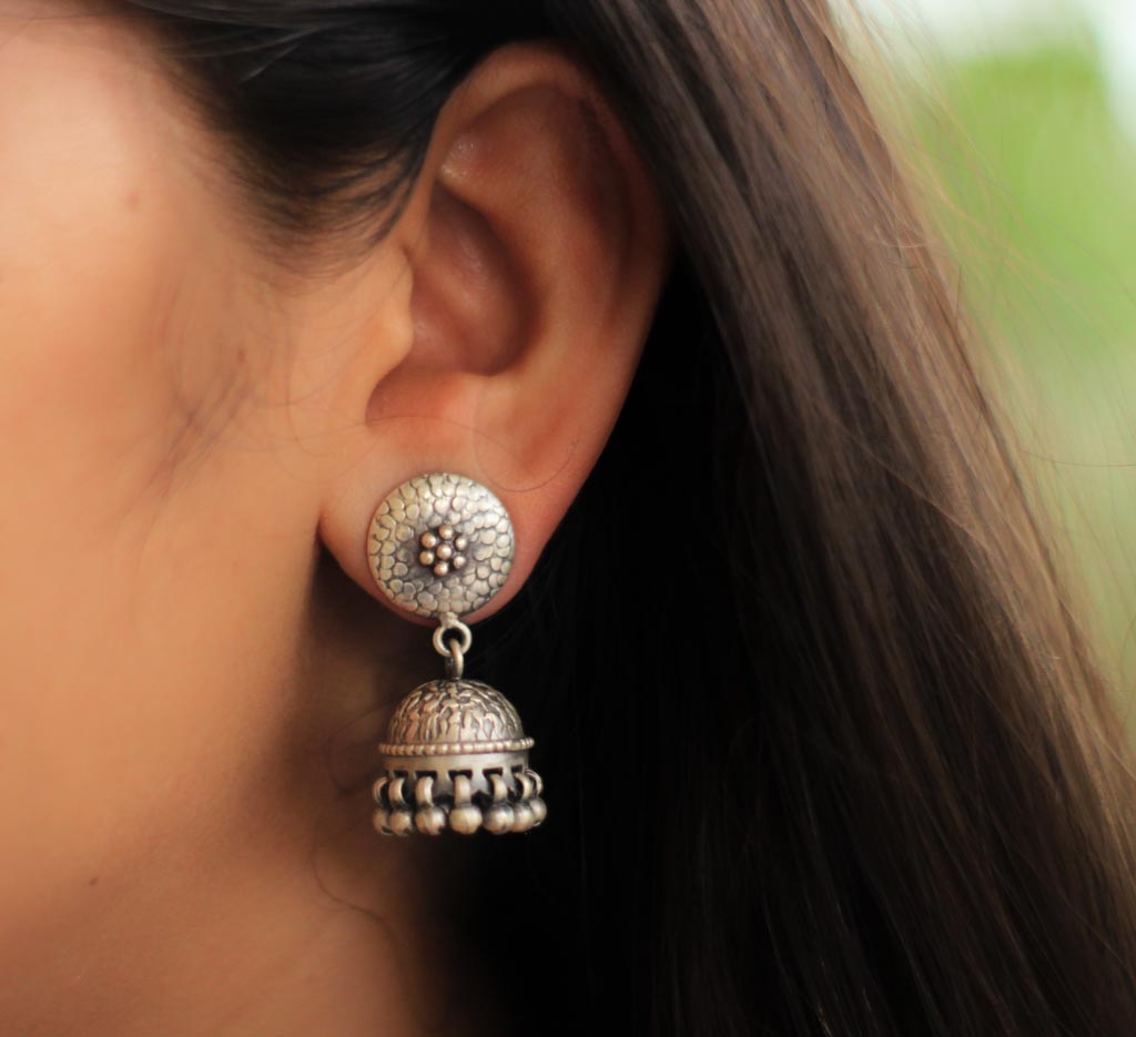 Mizoya Round Motif Dana Work Jhumkis