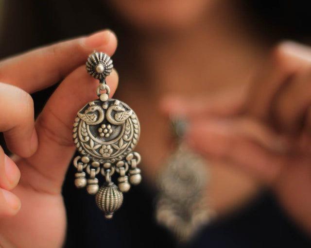 Adya Dual Peacock Ball Drop Earrings