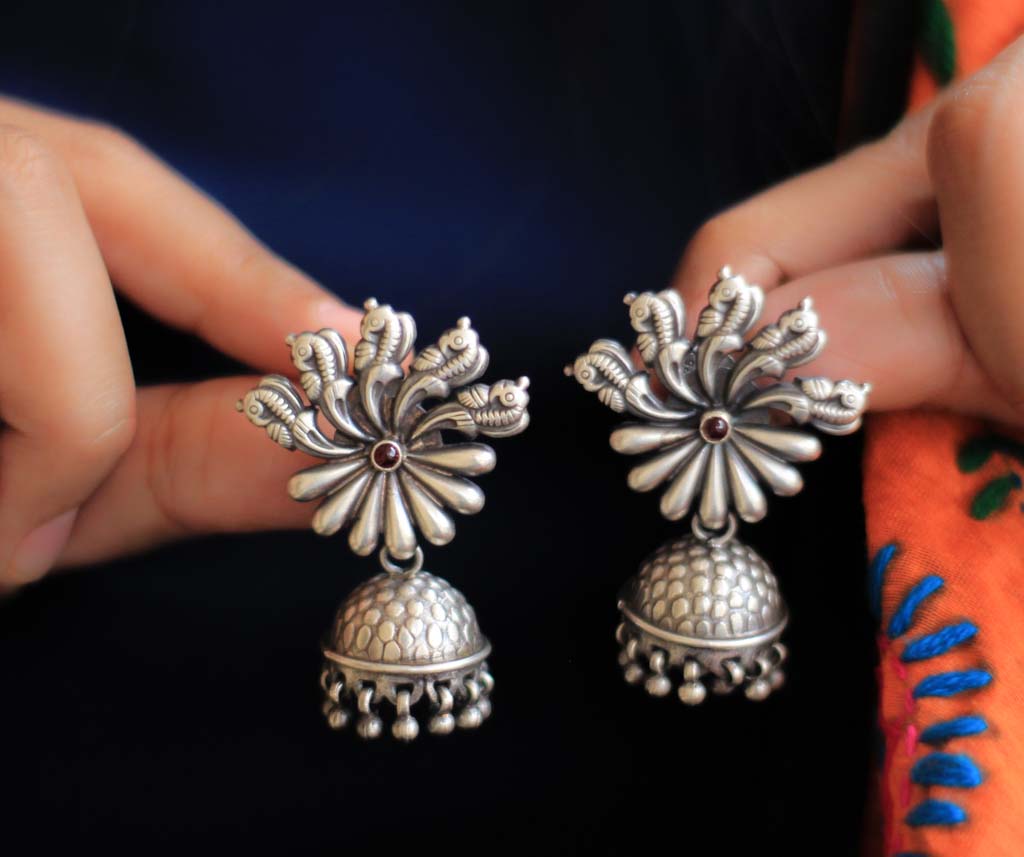 Anvaya Mini Parrot Motif Quirky Jhumkis