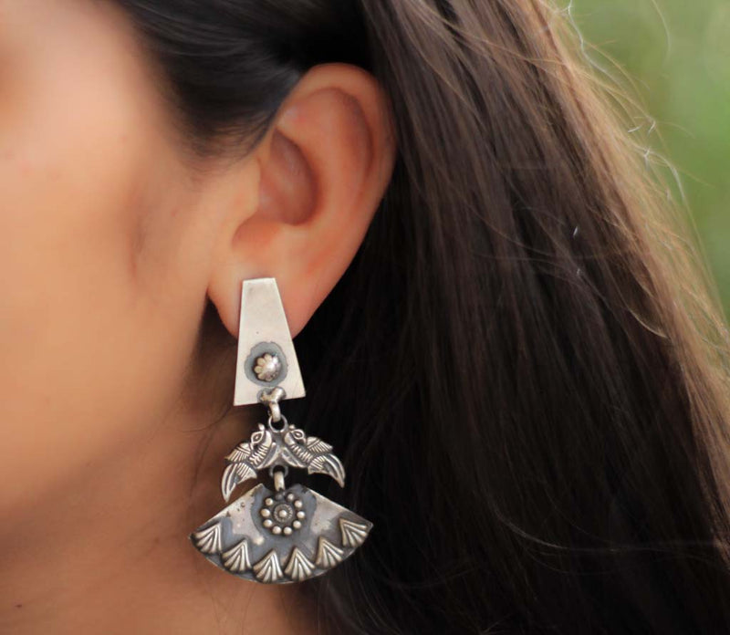 Essence Dual Parrot 3 Layered Trapezium Earrings