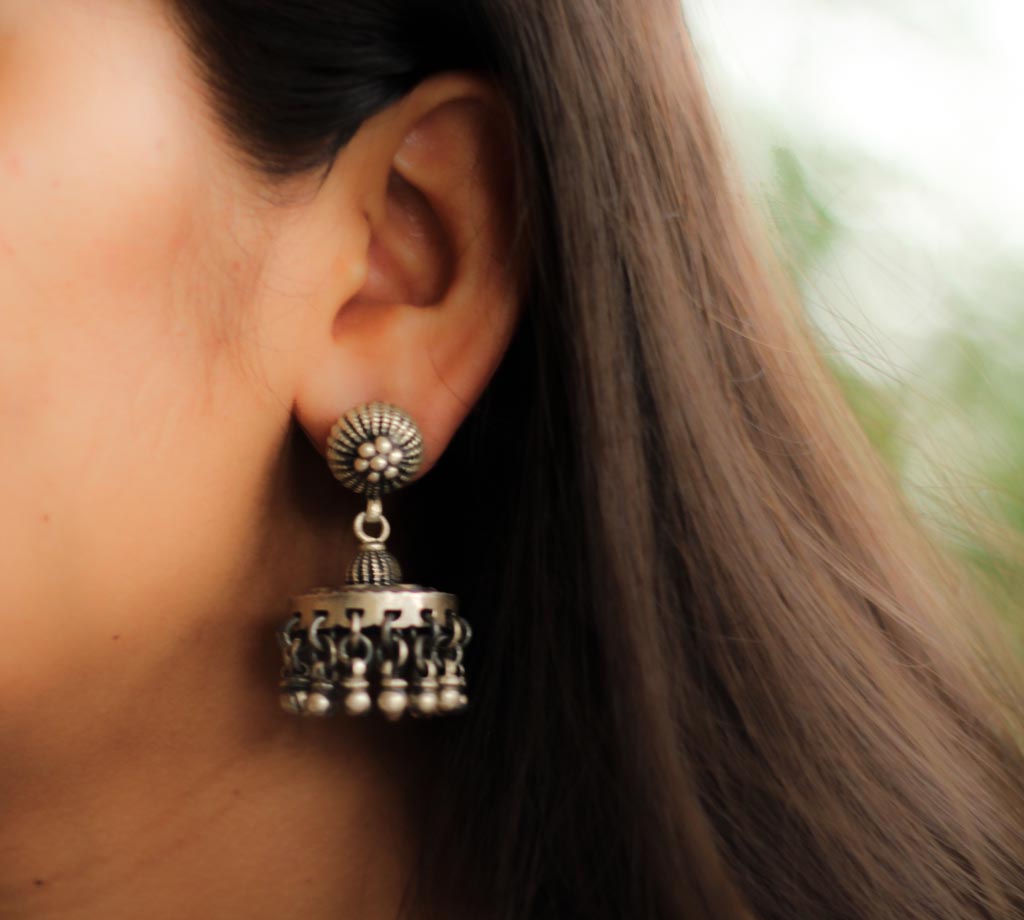 Adya Embossed Motif Flat Jhumkis