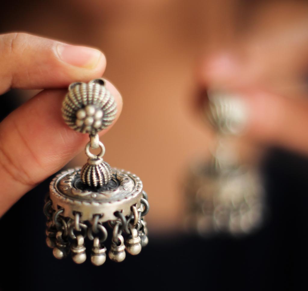 Adya Embossed Motif Flat Jhumkis