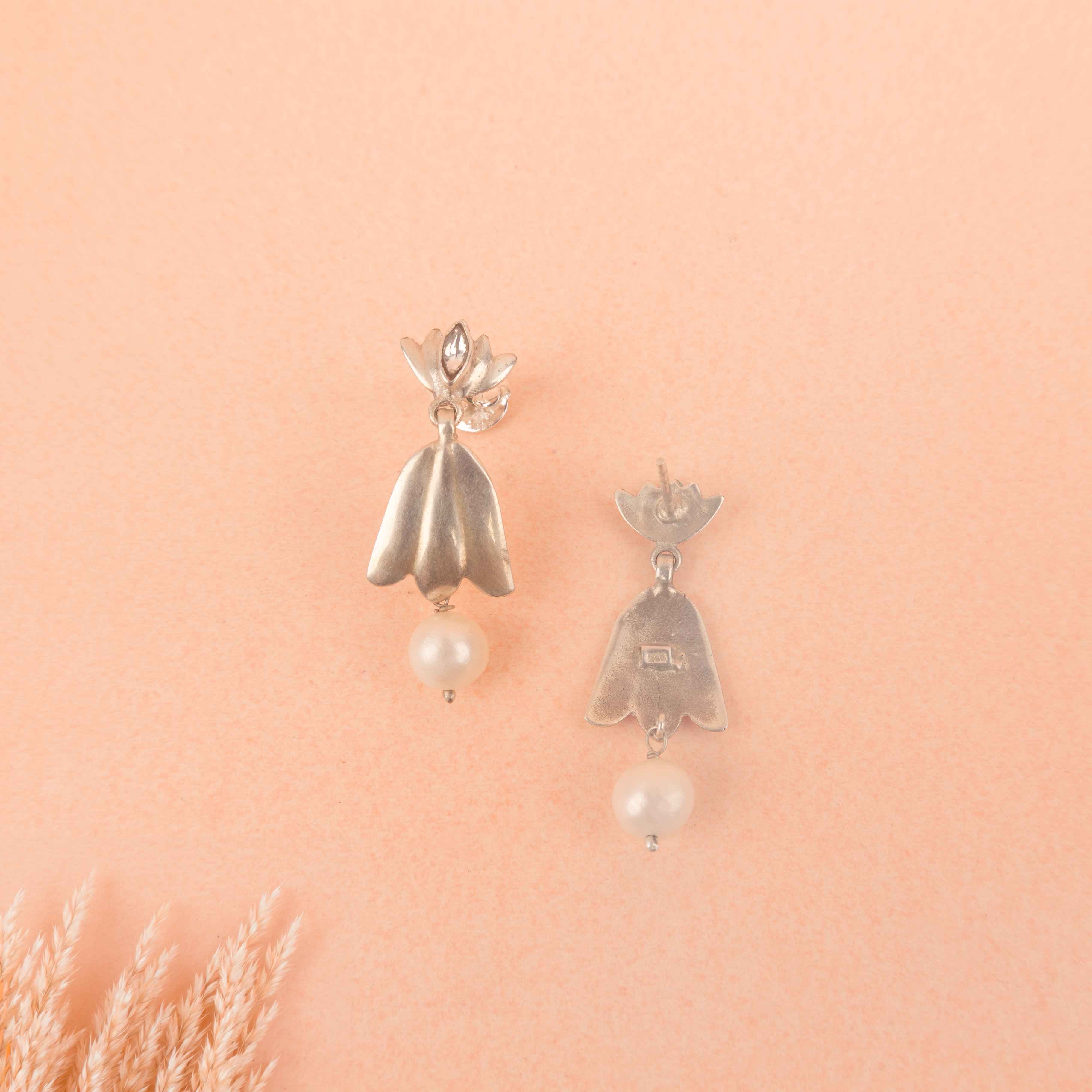 Qurbat Ethereal Lotus pearl Drop Earring
