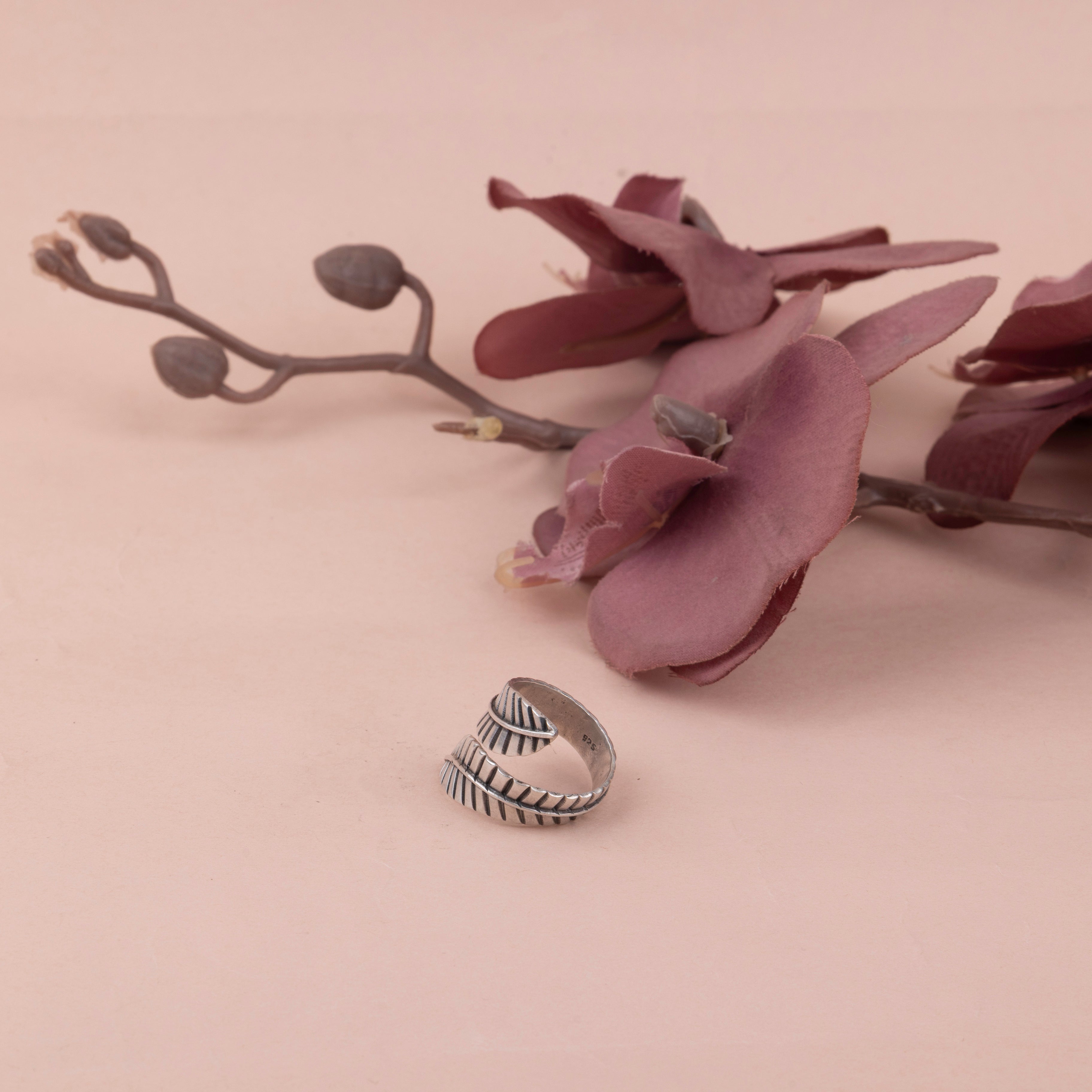 Qurbat Intricate Dual Leaf Ring