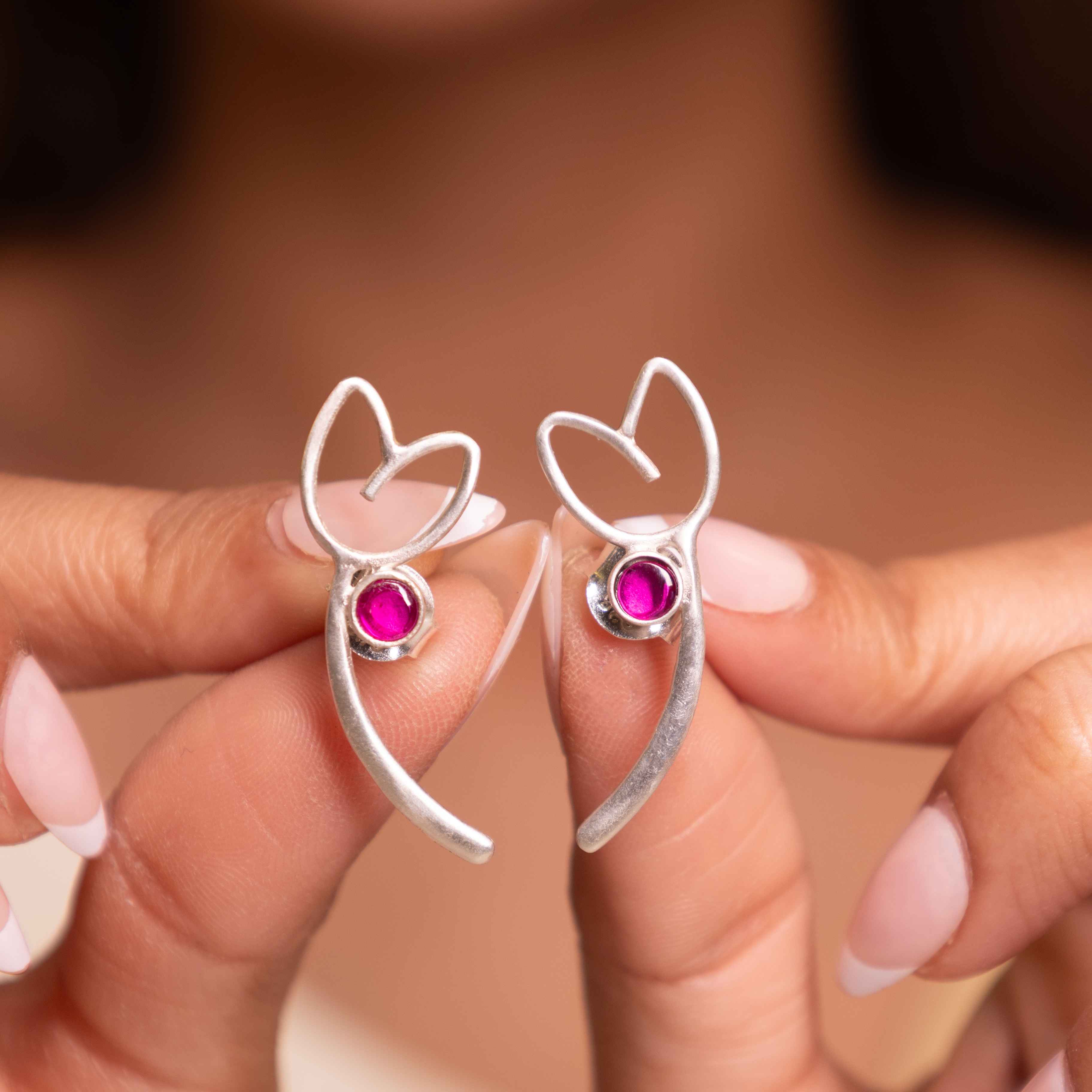 Qurbat Pink Tulip studs