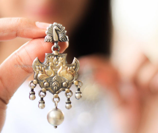 Anvaya Peacock Dual Tone Earrings