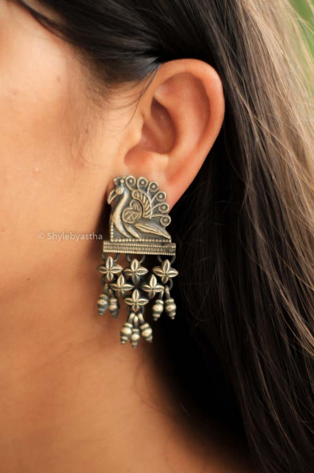 Anvaya Peacock Jali Detailed Earrings