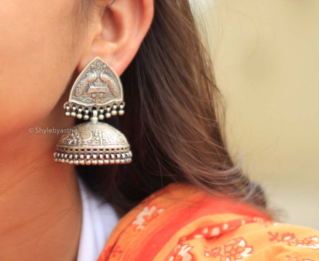 Mizoya Peacock Fine Art Jhumkis