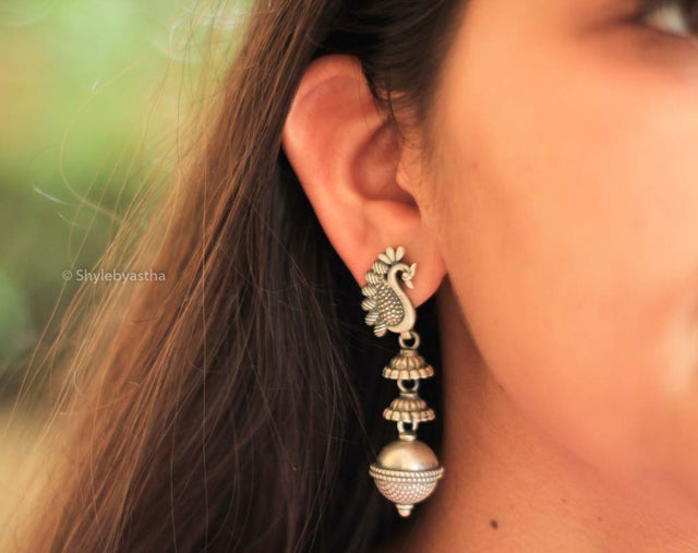 Dulari Peacock Motif Sequence Earrings